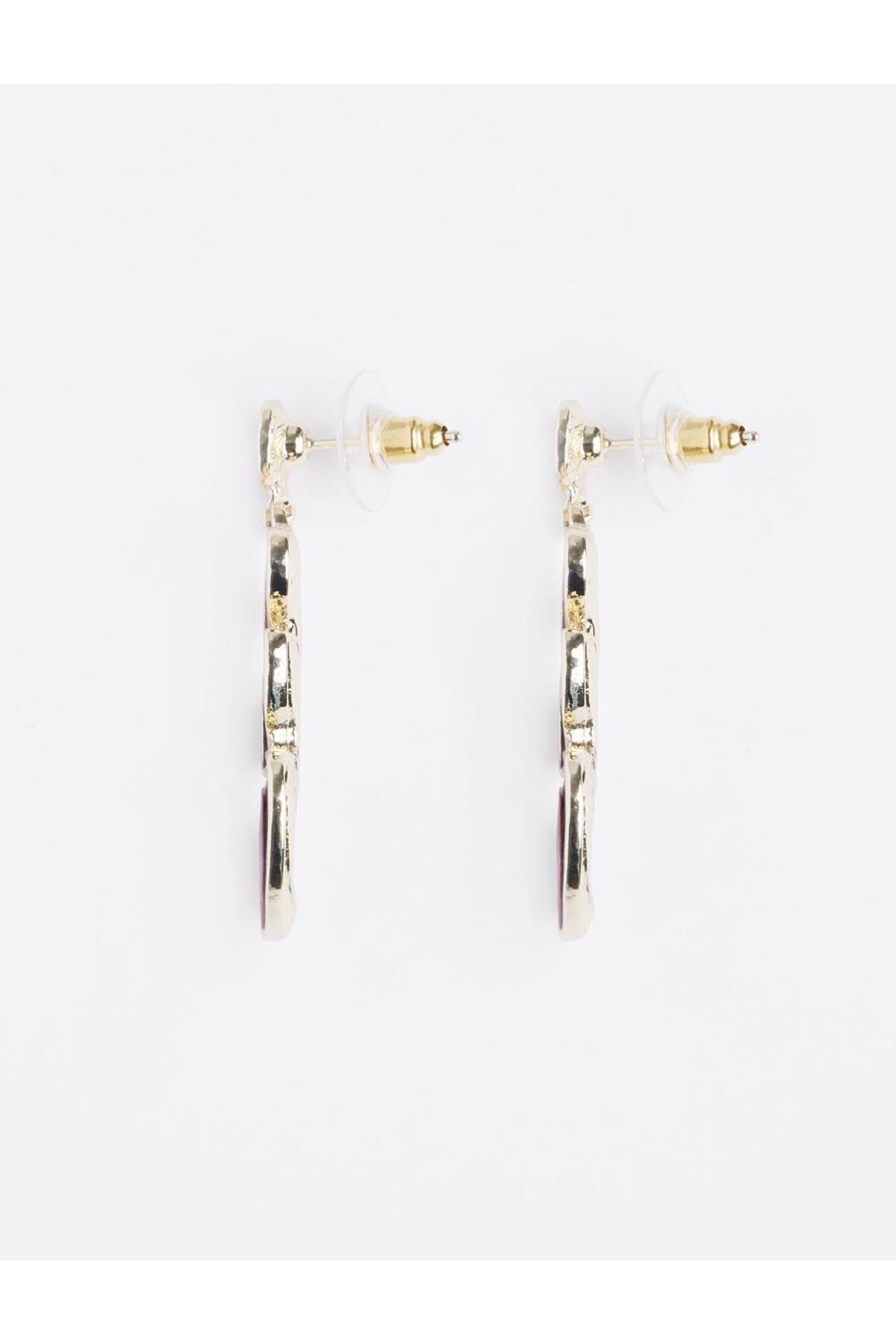 Jimmy Key-Pink Oval Figured Dangle Earrings 4