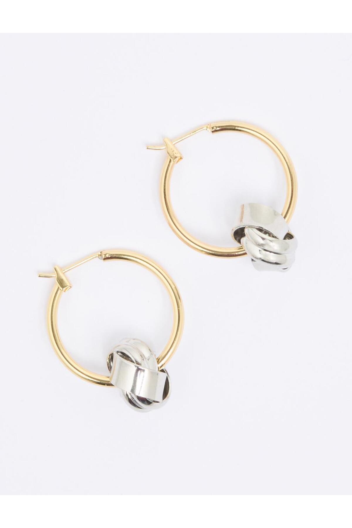 Jimmy Key-Mixed Asymmetrical Metal Figured Hoop Earrings 2