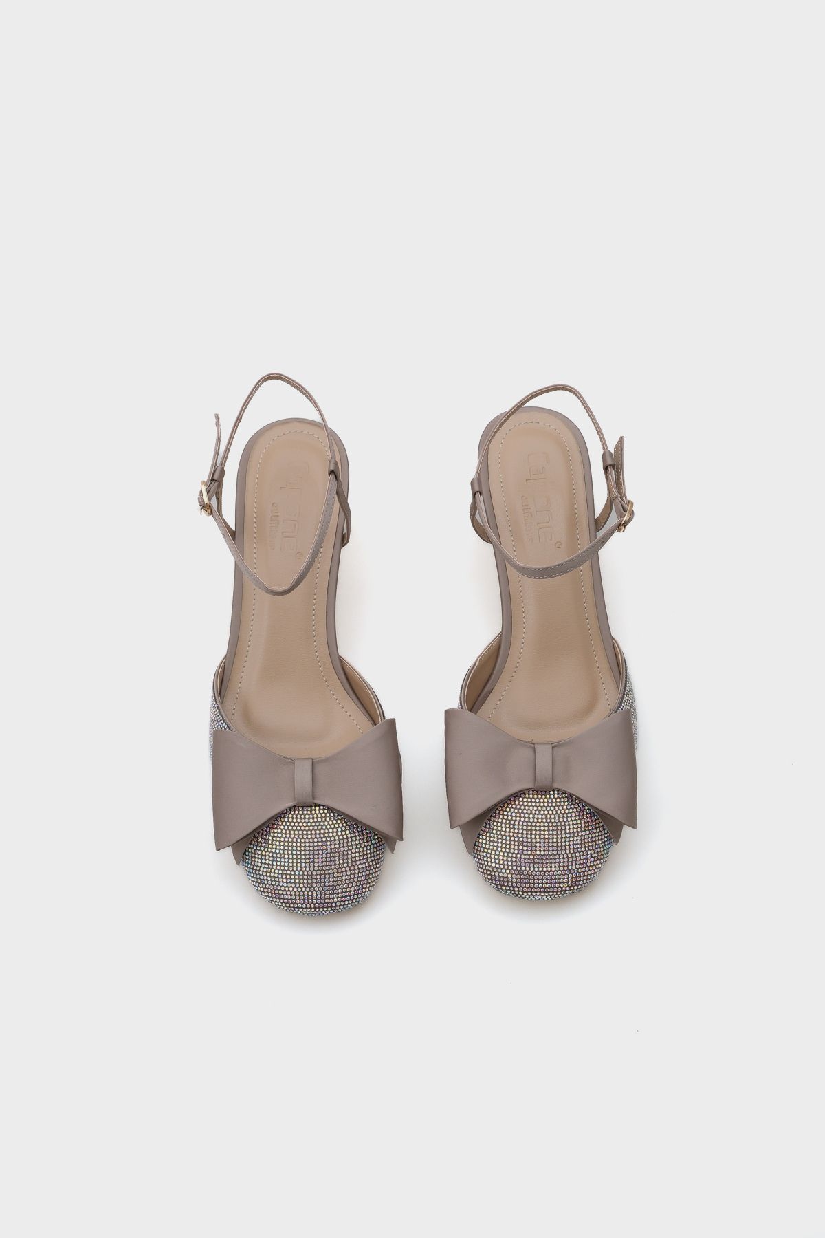Capone Outfitters-Pantofi eleganti de damă Phoebe Blunt Stone Toe Bow din satin cu curea la gleznă cu toc mediu 4