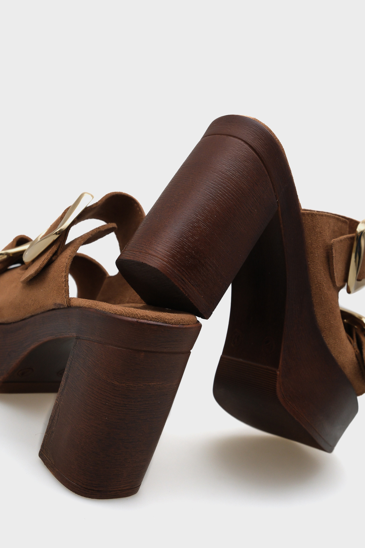 Capone Outfitters-Γυναικείες παντόφλες Marje Platform Suede Single Strap 4