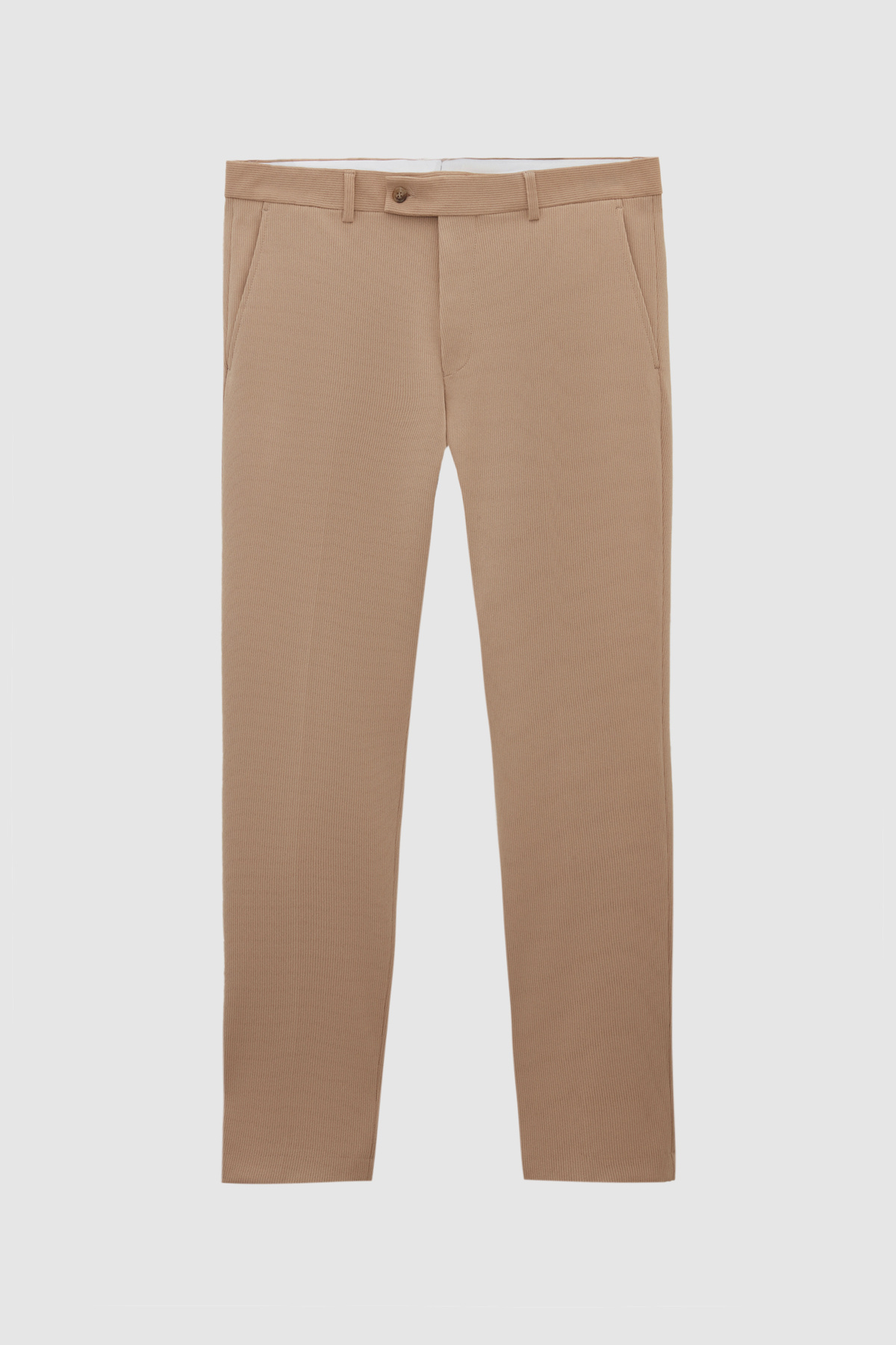 Twn-Costum slim fit bej tricotat cu nervuri 6