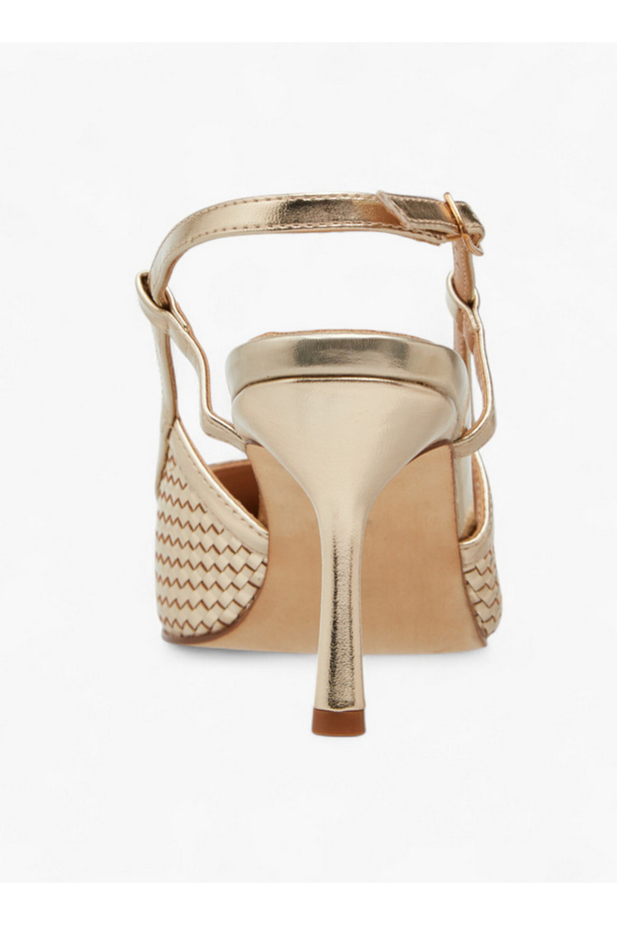 Flora Bella by Shoexpress-Textured Pointed Toe Shoes with Flared Heel and Buckle Closure 5