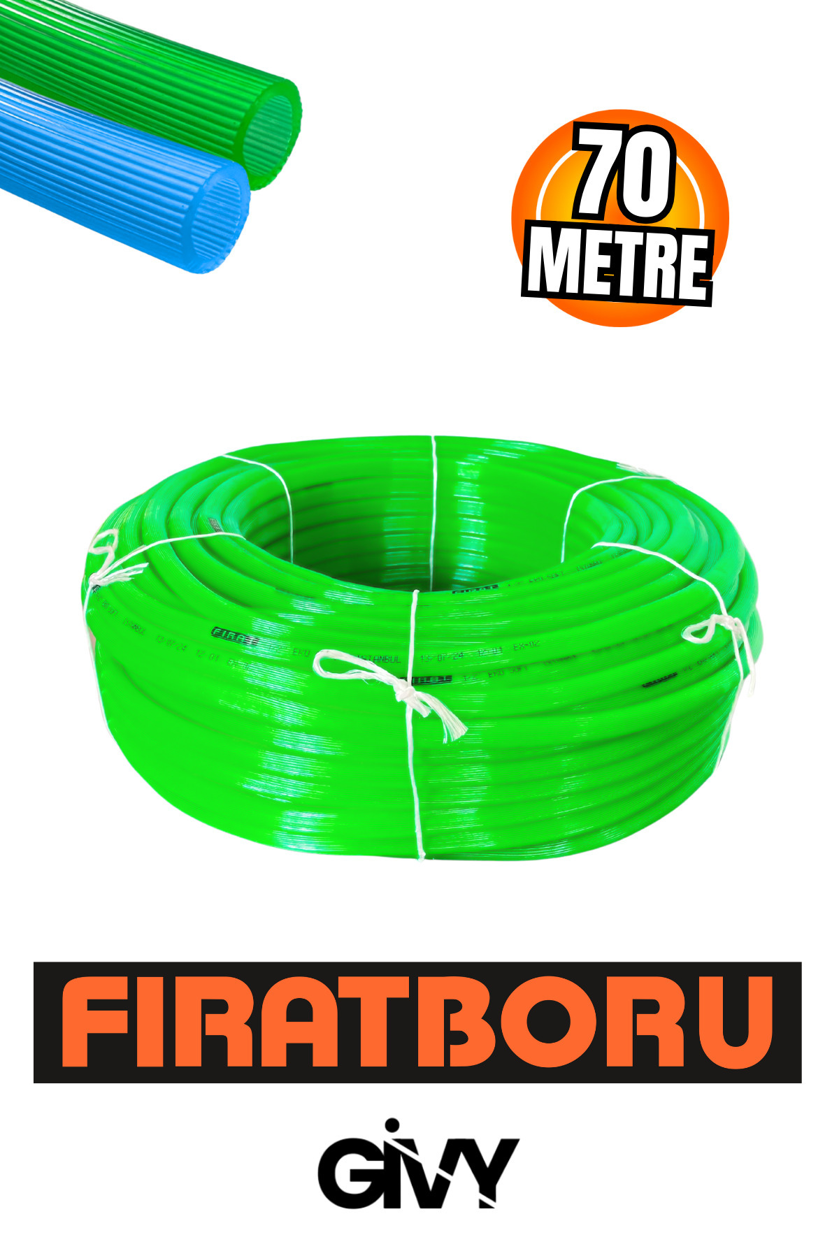 GİVY Fırat Boru Eko Soft 1/2 70 Metre Bahçe Su Hortumu 12,5 mm Esnek PVC Hortum