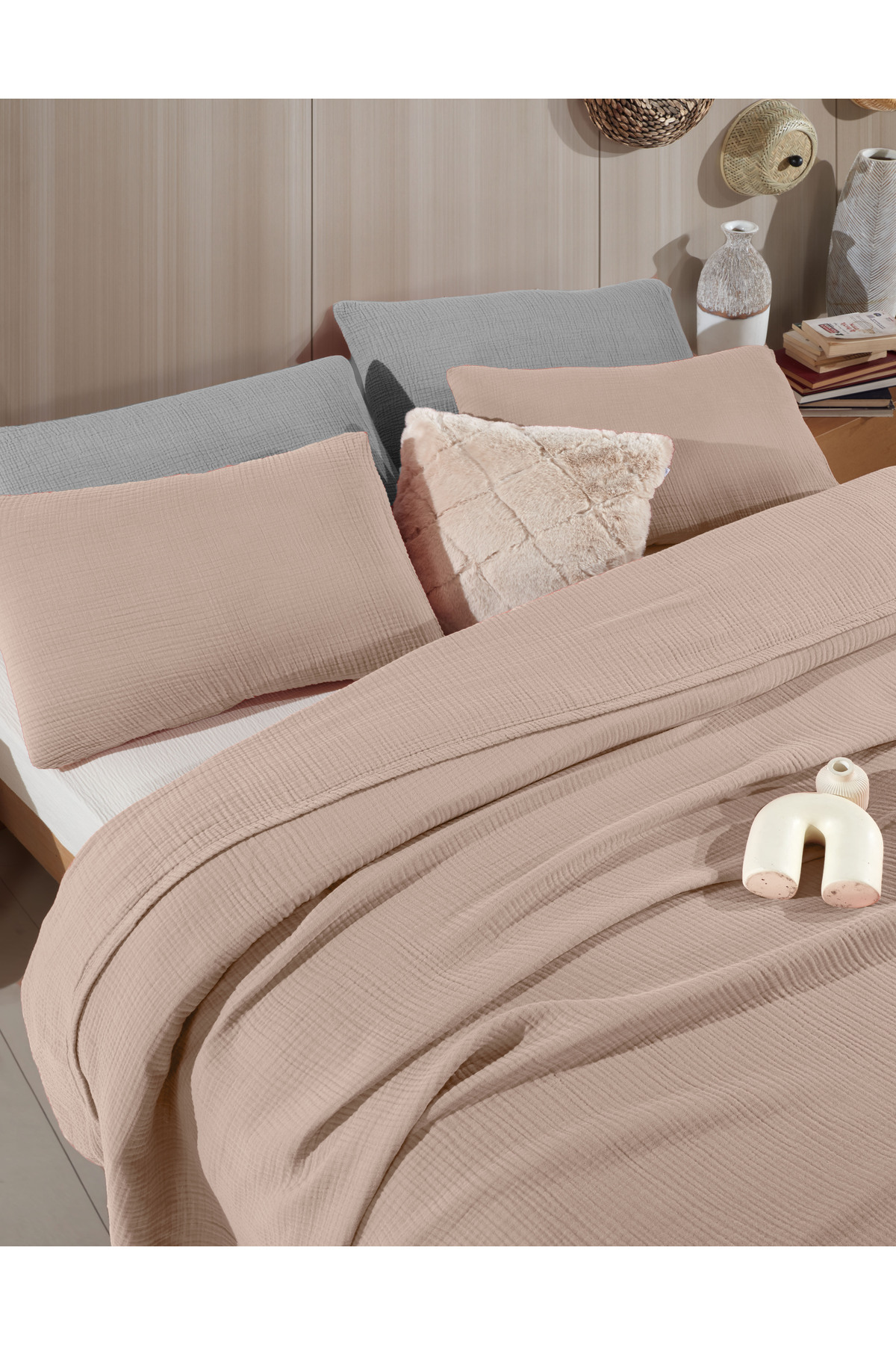 destinyhometex-Mink 4 Layer Muslin 100% Cotton XL Single Bedspread Without Fringe/Pike 180 X 240cm 4