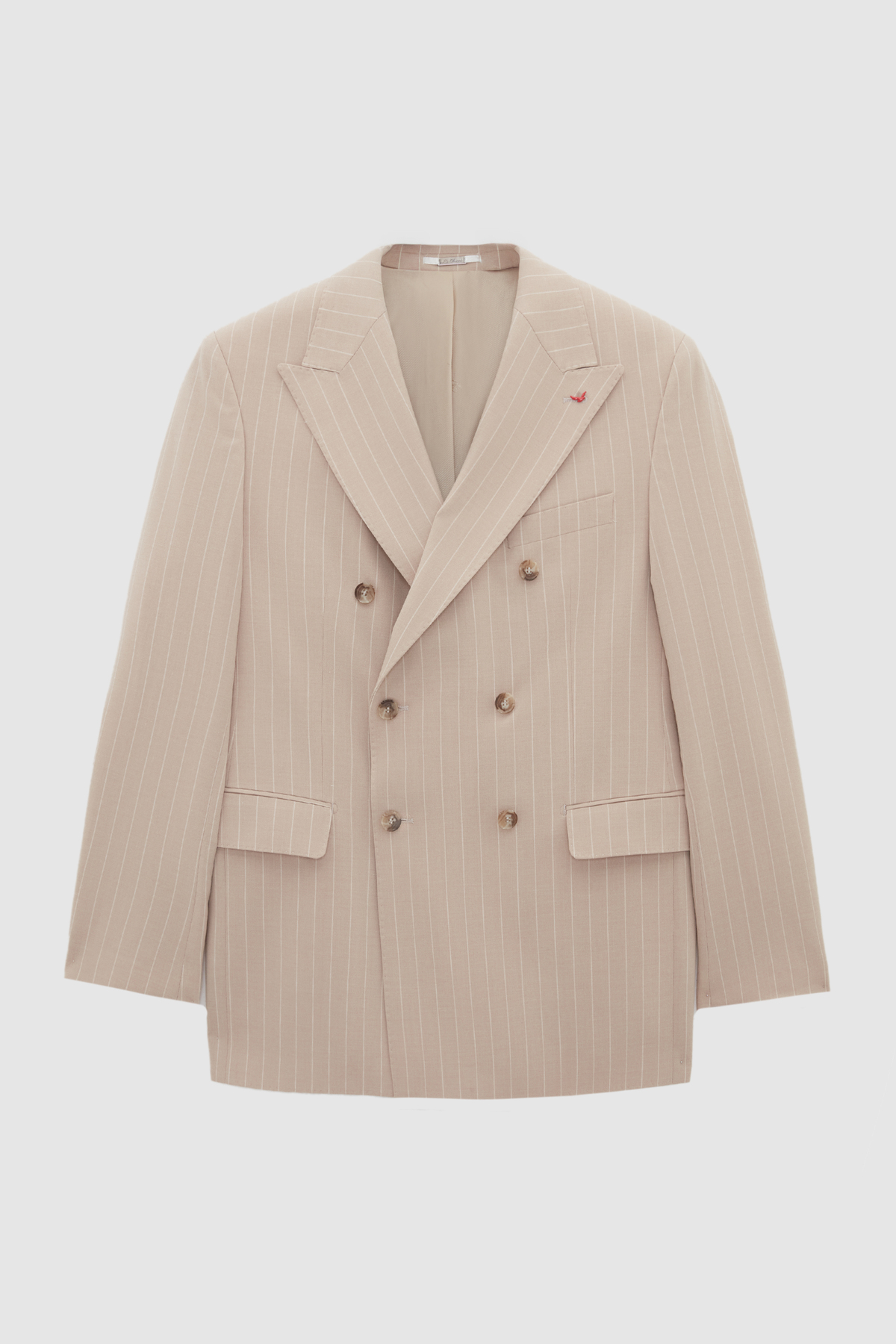 D'S Damat  Ds Damat Regular Fit Bej Çizgili Kruvaze Takim Elbise - Görsel 5