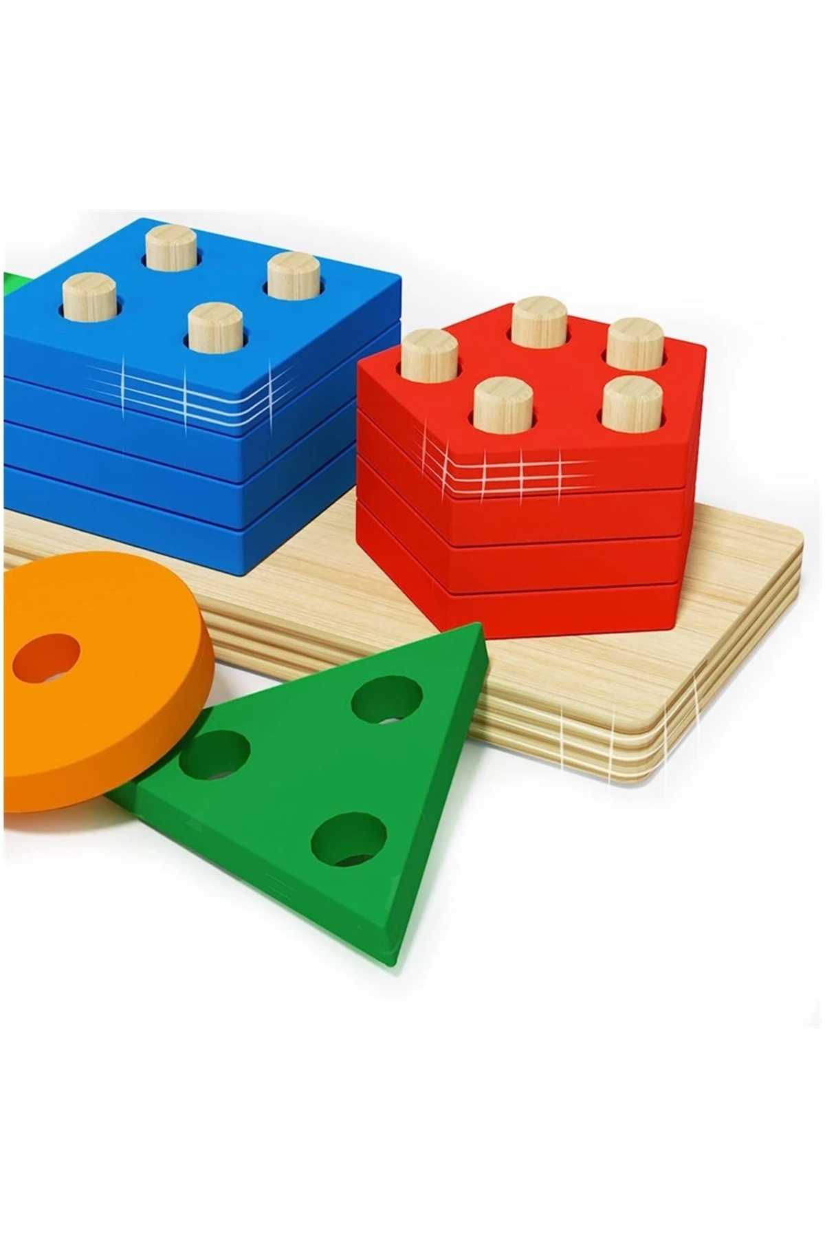 لگوهای چوبی مونته‌سوری، بازی‌های چیدن و مرتب‌سازی، پازل‌های حسی و مهر و موم غلتکی ریاضی هدیه رایگان