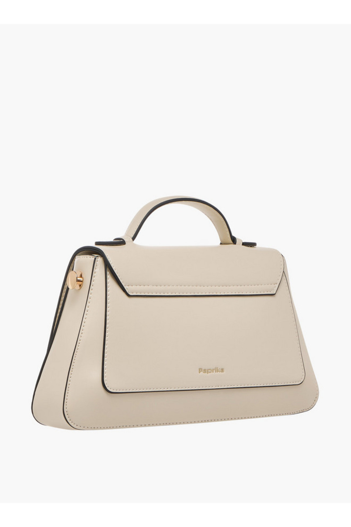 Paprika-Solid Satchel Bag with Button Closure 4