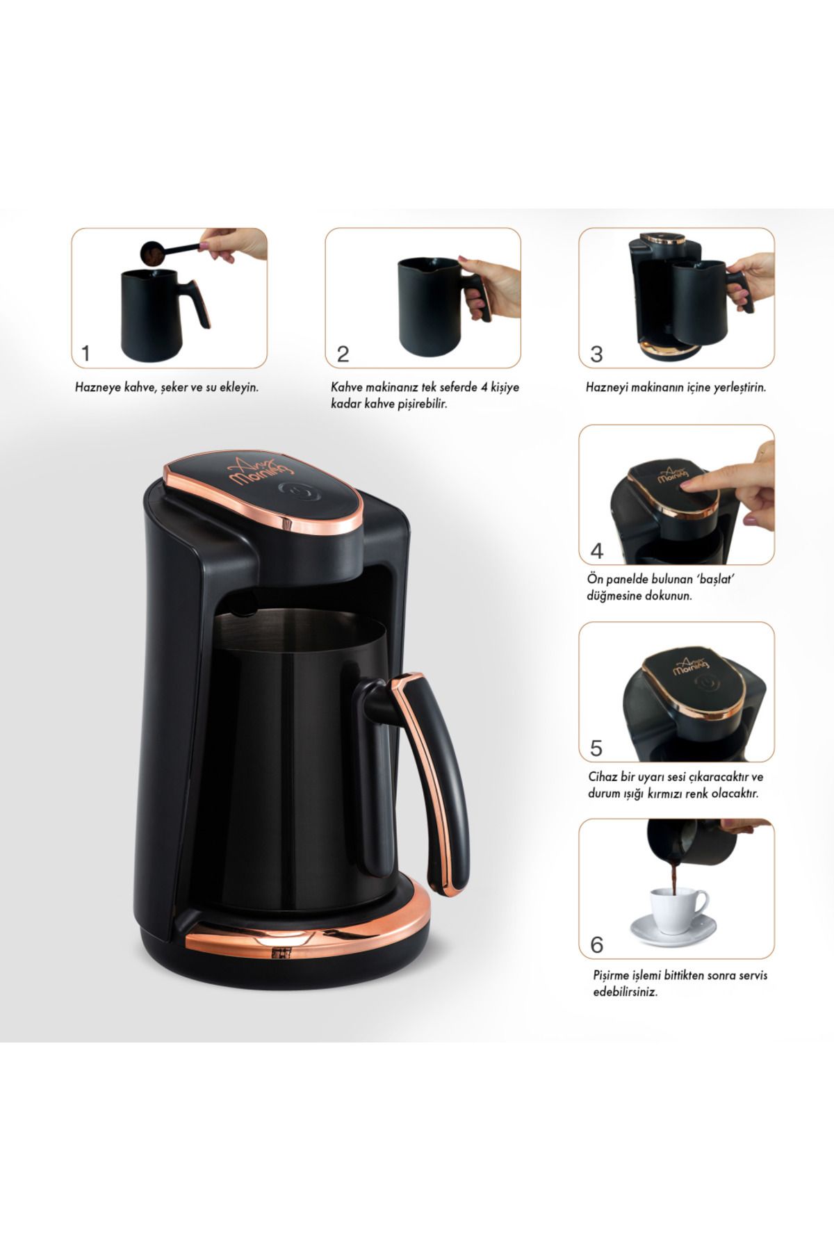 Any Morning-Lı23201s Türkische Kaffeemaschine mit Stahl-Kaffeekanne 5