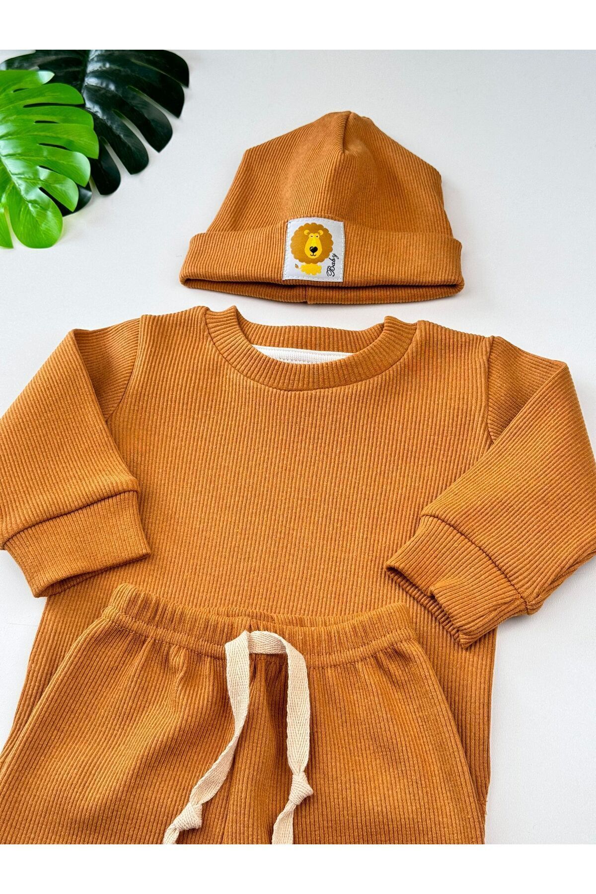 EFU BABY 3'lü Kaşkorse Bereli Pamuklu Unisex Bebek Çocuk Takım fotoğrafı 5 (önizleme)