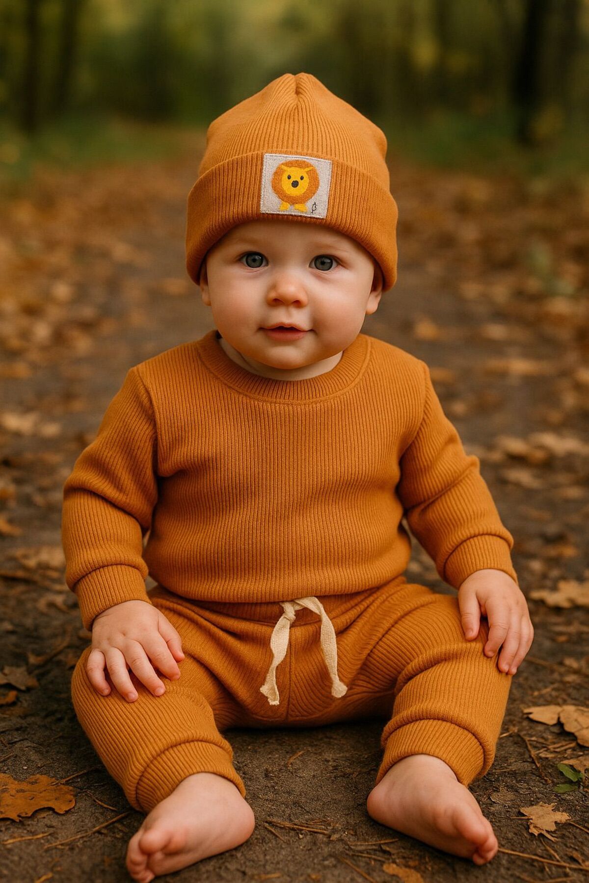 EFU BABY 3'lü Kaşkorse Bereli Pamuklu Unisex Bebek Çocuk Takım fotoğrafı 2 (önizleme)