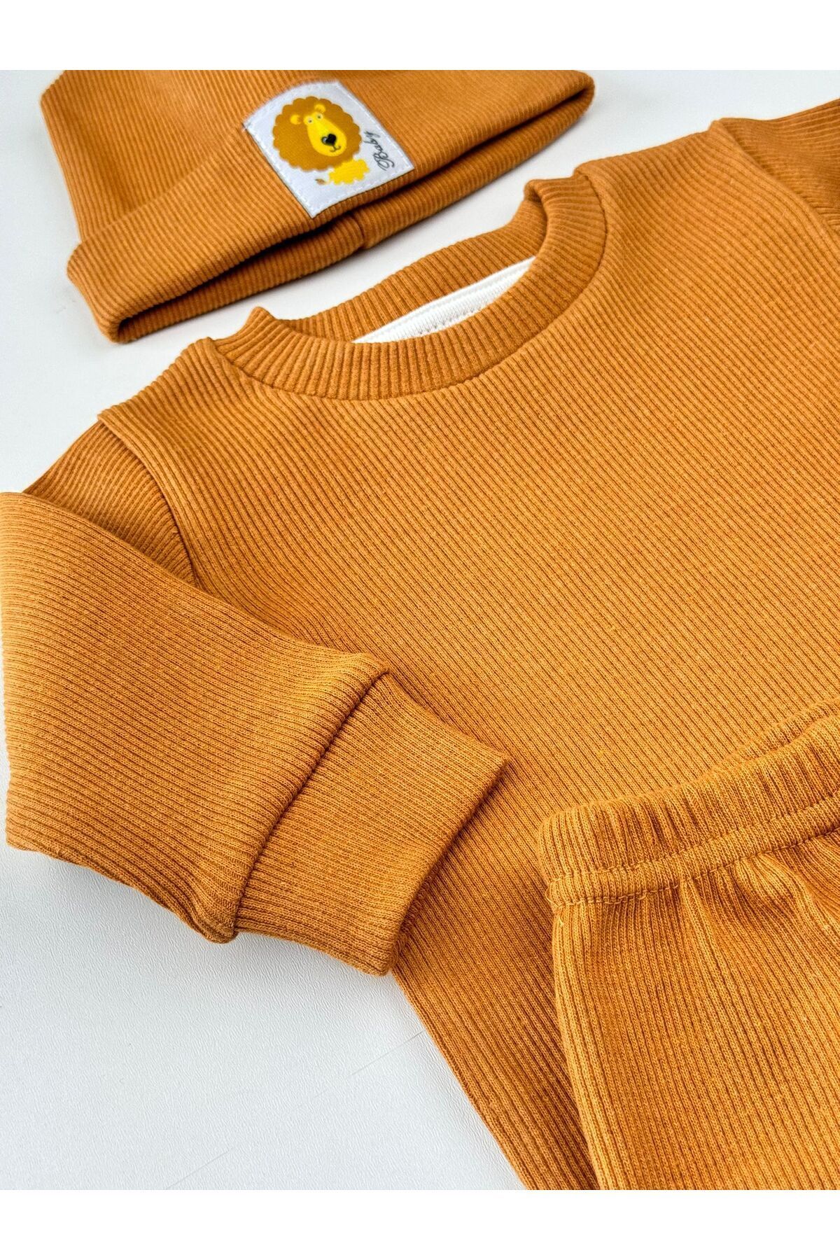 EFU BABY 3'lü Kaşkorse Bereli Pamuklu Unisex Bebek Çocuk Takım fotoğrafı 6 (önizleme)