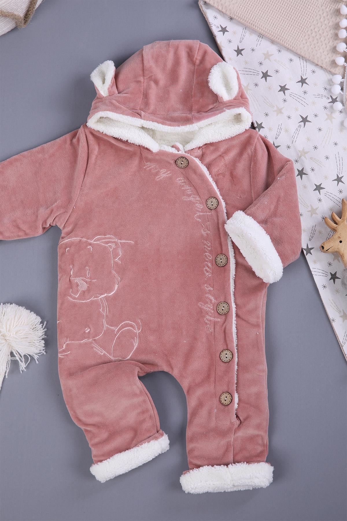 Babyhola Kadife Velsoft Astarlı Kışlık Unisex Bebek Çocuk Tulum 3200 fotoğrafı 4 (önizleme)