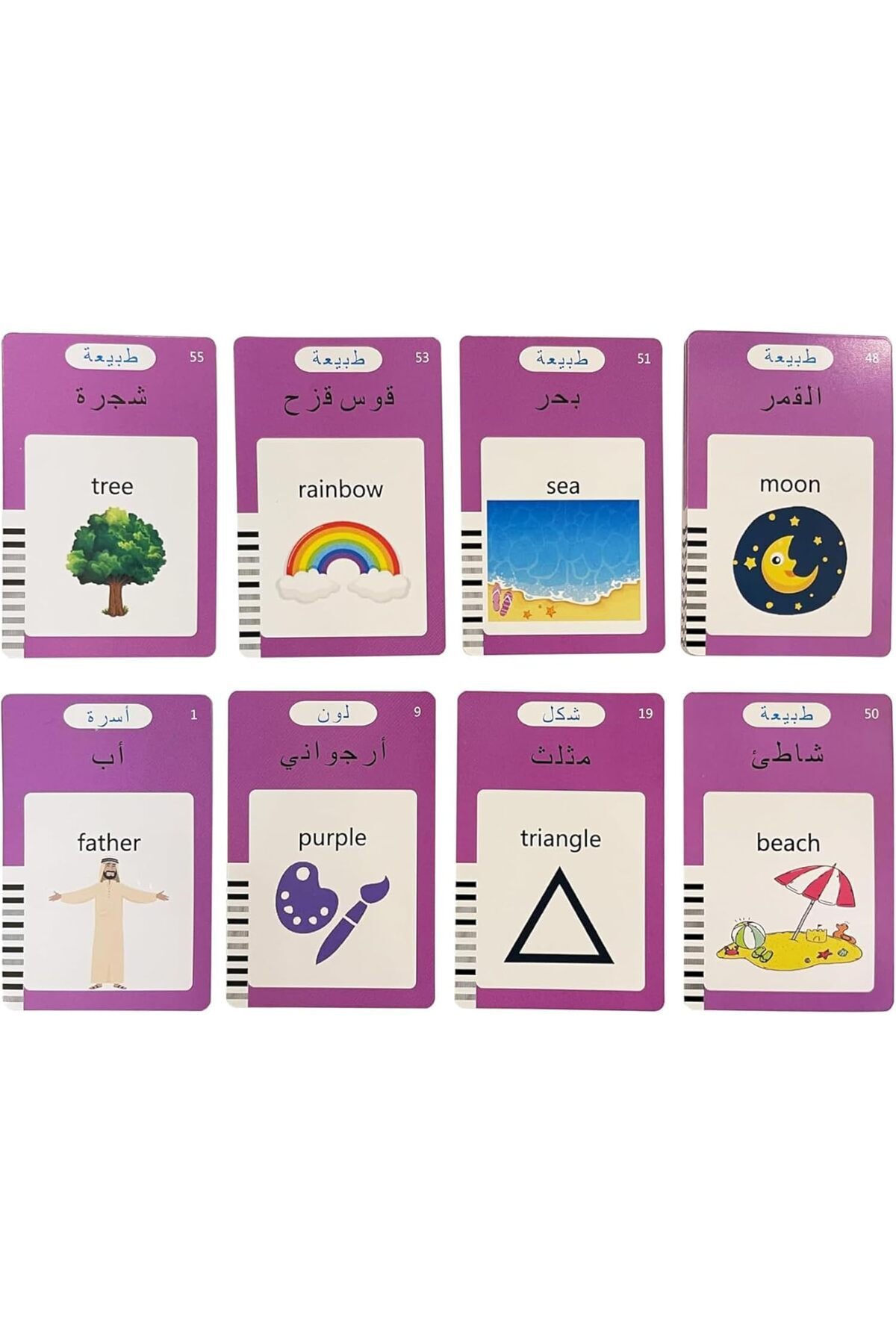 فلشکارتهای آموزشی صحبتکننده به زبان انگلیسی و عربی برای کودکان ۱ تا ۶ ساله، شامل ۲۲۴ واژه، هدیه برای کودکان، رنگ صورتی