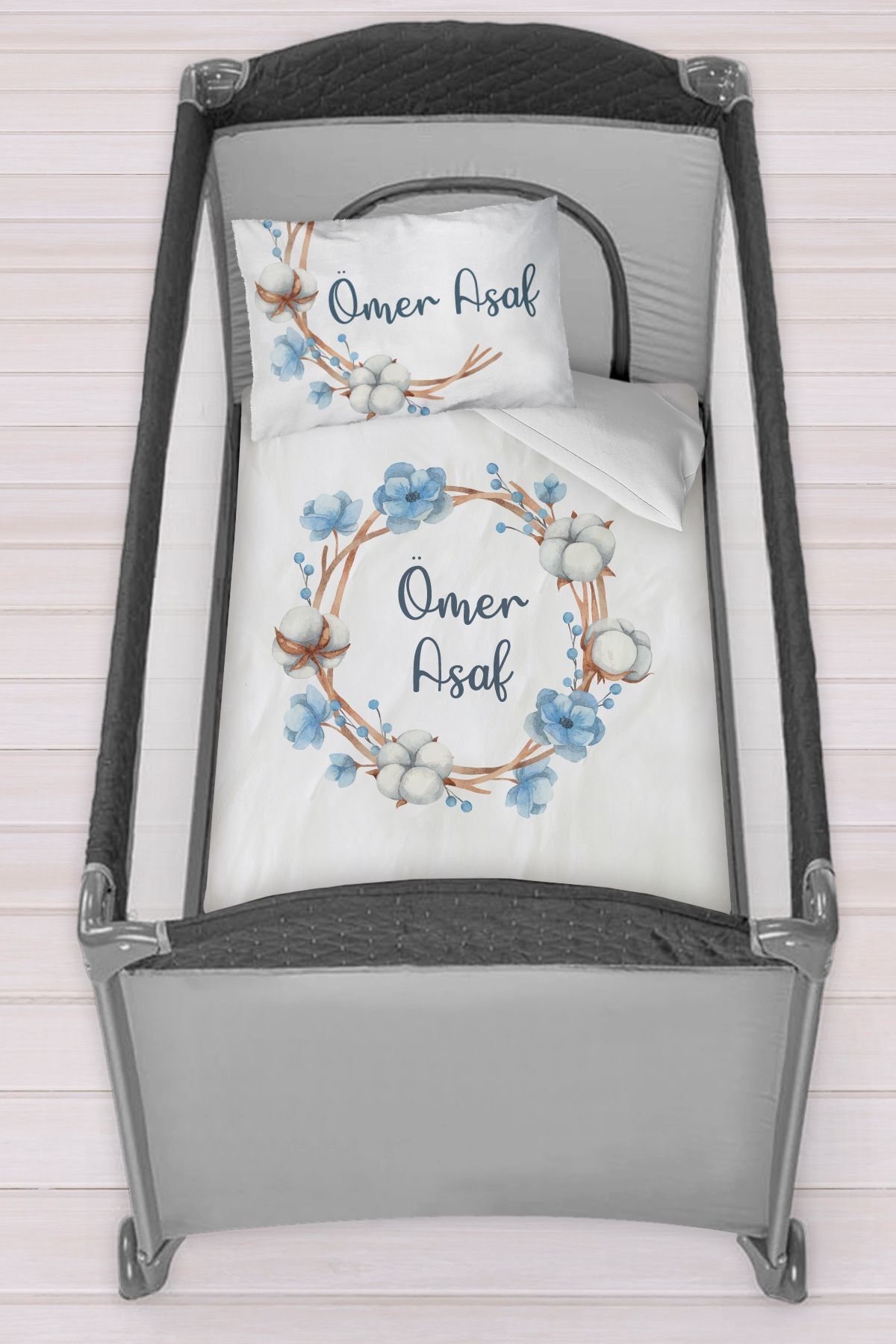 Homamia Isme Özel 75x120 Park Yatak Beşik Nevresim Takımı fotoğrafı 2 (önizleme)