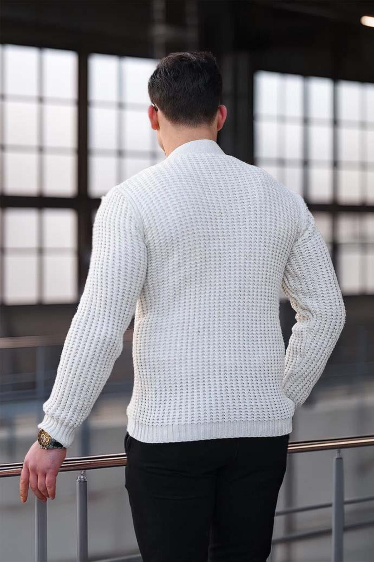 Valiberta-Nopenli Ribbed Knitted Buttoned Cardigan - Stone 5