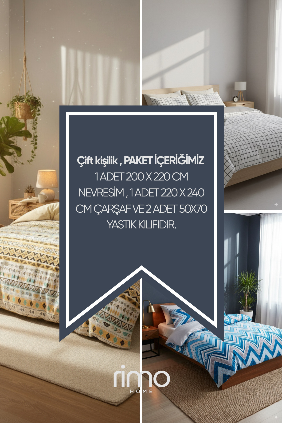 Rimo Home Çift Kişilik Çift Taraflı Nevresim Takımı fotoğrafı 5 (önizleme)