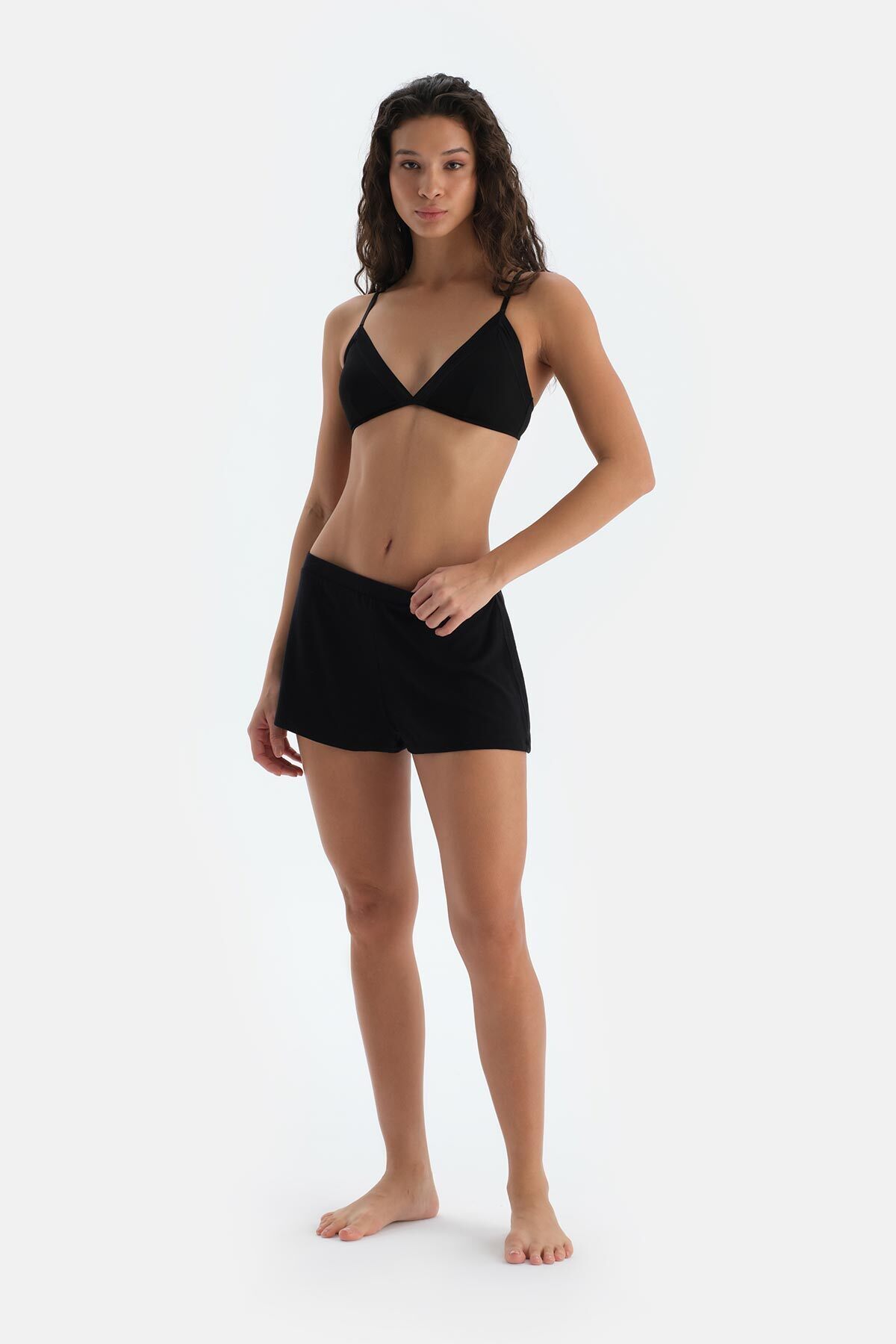 Dagi-Black Basic Side Stripe Lace Detailed Shorts 1