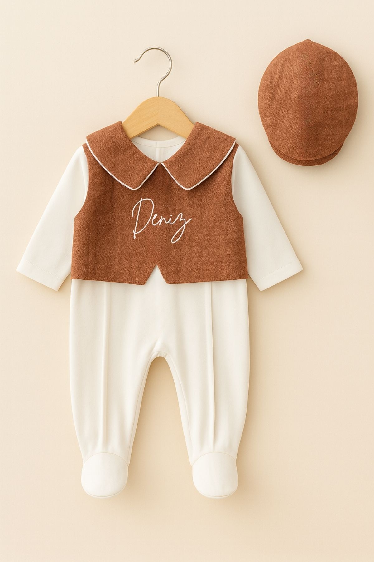 Minytrendy Erkek Bebek İsimli Yenidoğan Tulum Özel Gün Kıyafeti Hastane Çıkışı Mevlüt Takımı Bebek Hediyelik fotoğrafı 2 (önizleme)