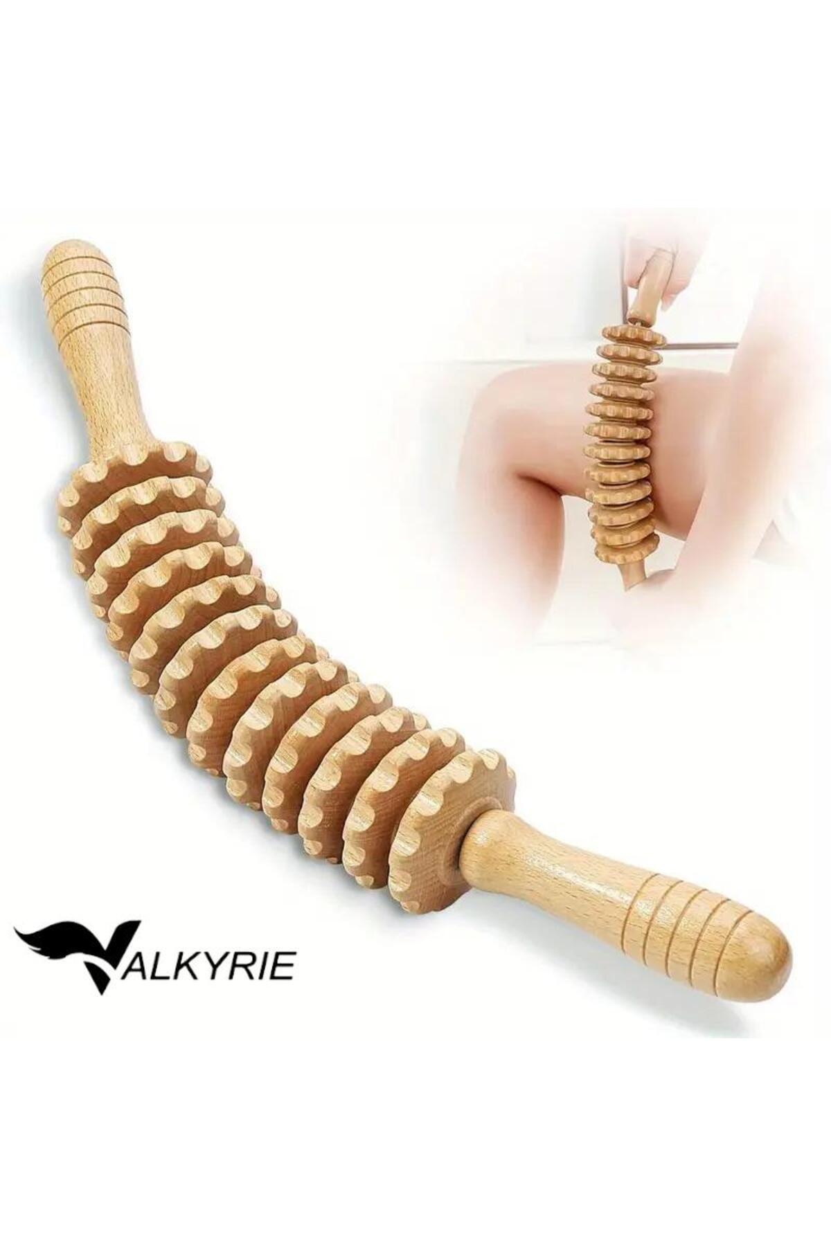 valkyrie Medikal Ahşap 12 Tekerlekli Kavisli Merdane Maderoterapia Sırt Bel Bacak Selülit Karşıtı ve