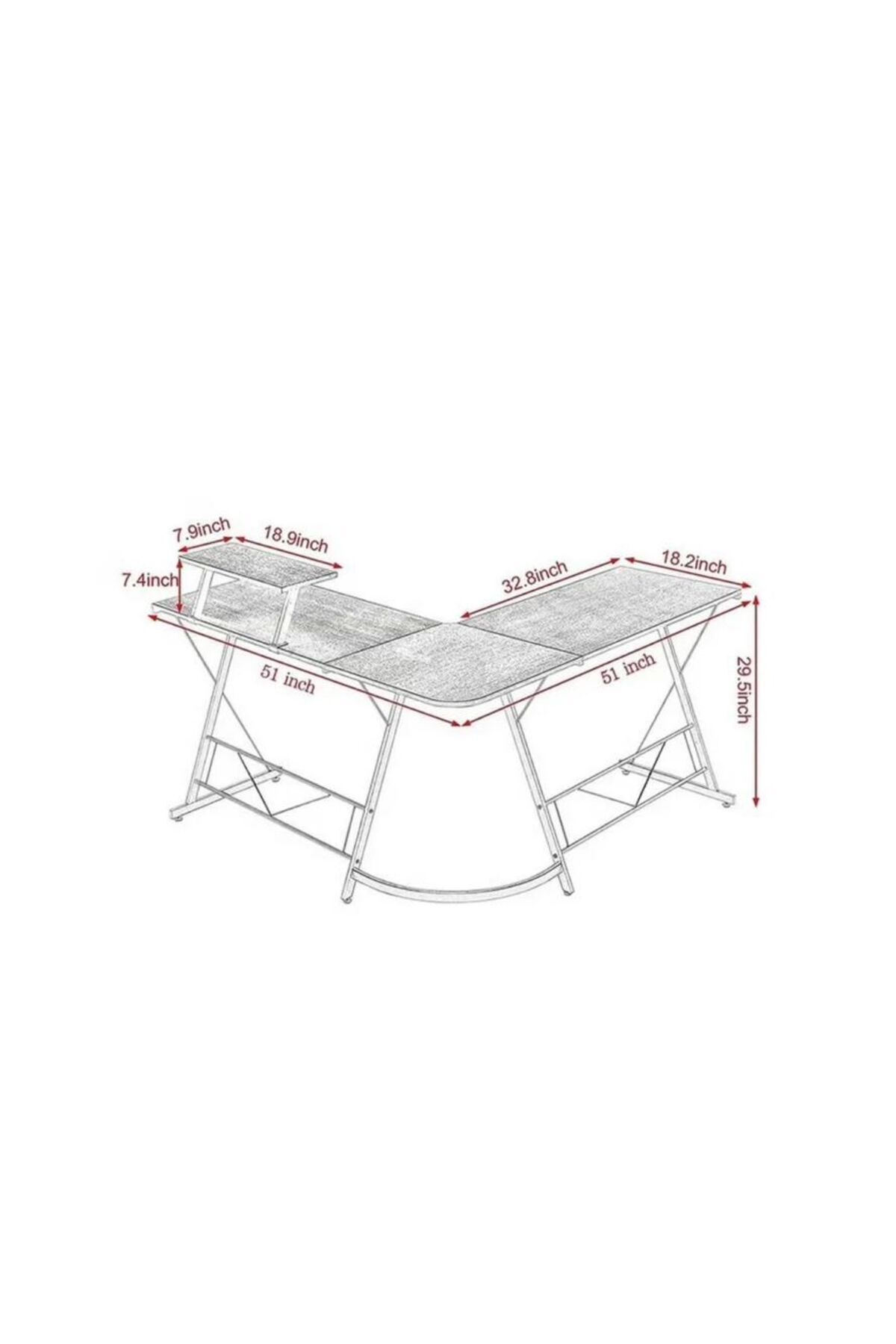 Luxury Home-L-Shaped Desk Corner Computer Table for Gaming and Writing Station Space-Saving Black EI 2