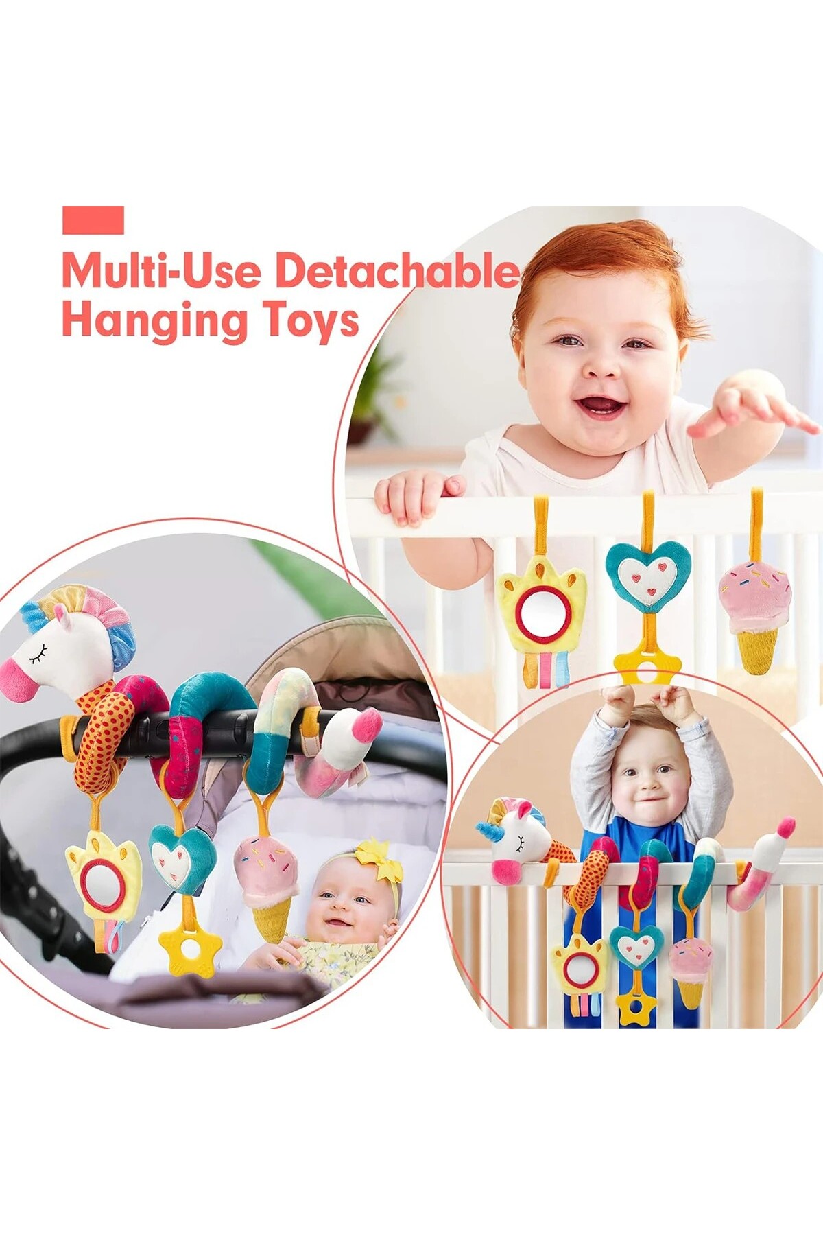 Zigver Bebek Beşik Asılı Çıngıraklı Peluş Oyuncaklar Yenidoğan Duyusal Oyuncaklar fotoğrafı 2 (önizleme)