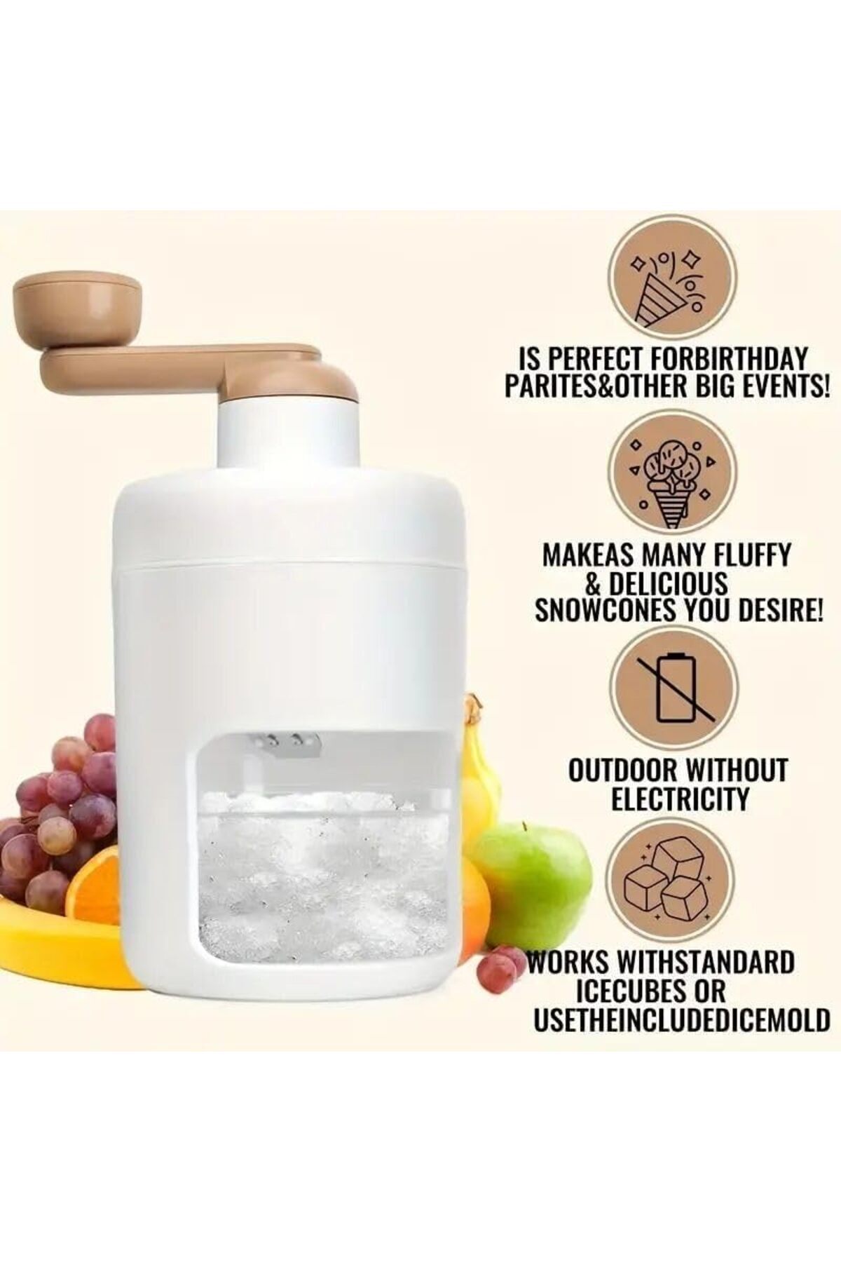 Hope-Incisae Shaved Ice Machine, Snow Cone Machine, Slushy Maker Machine, Manual Ice Crusher Machine 4
