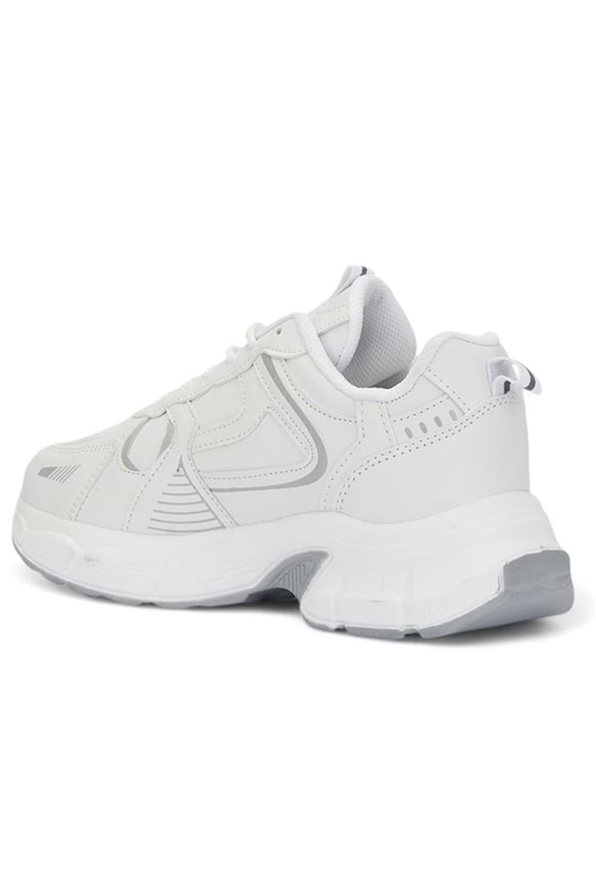 ۷۴۵۰- کفش کتانی چرمی ضخیم، کفش ورزشی یونیسکس، سفید — سفید AST09591 — تصویر 4 از 4