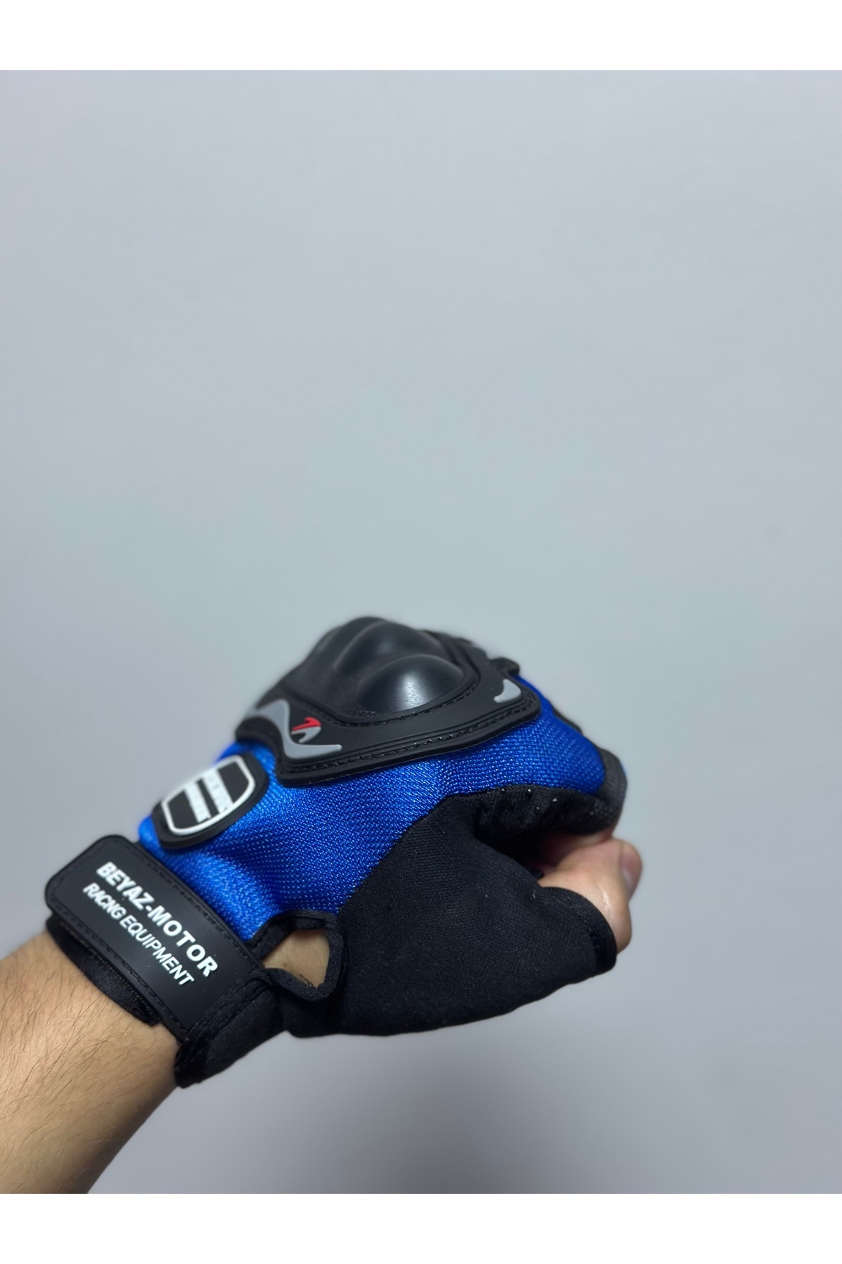 Palas Motor KORUMALI MOTOSİKLET ELDİVENİ YARIM YAZLIK MODEL MAVİ RENK