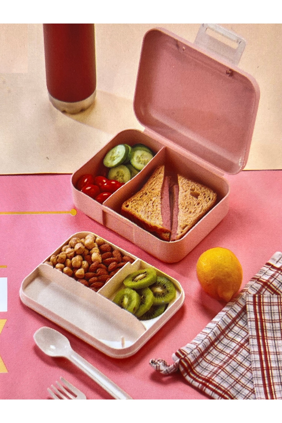 5 Compartment Portable Food Container, Lunch Box, Diet Nutrition Box, Storage Box Cutlery 1700 ml