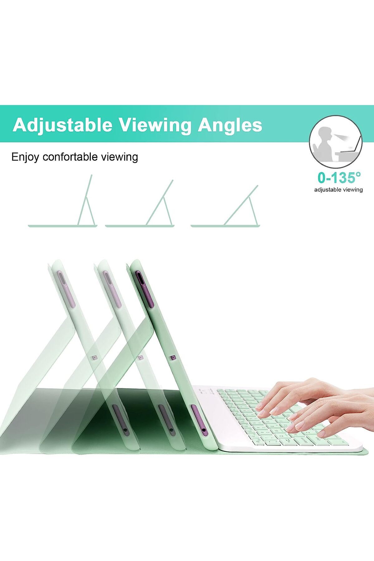 SIGLOO-Bluetooth keyboard and mouse case compatible with Xiaomi RedMi Pad 2022 10.61 inches light green 4