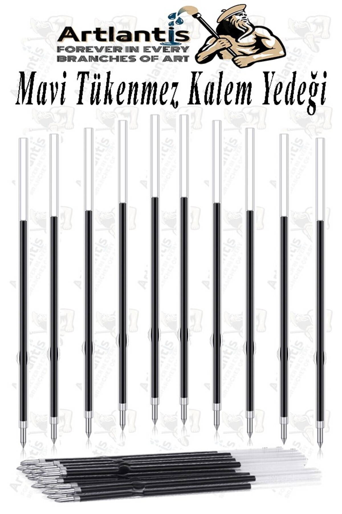 Artlantis Plastik Tükenmez Kalem Yedeği 10 Adet 10.7 cm Tükenmez Kalem İçi Yedek Plastik Tükenmez Kalem İçi Ok