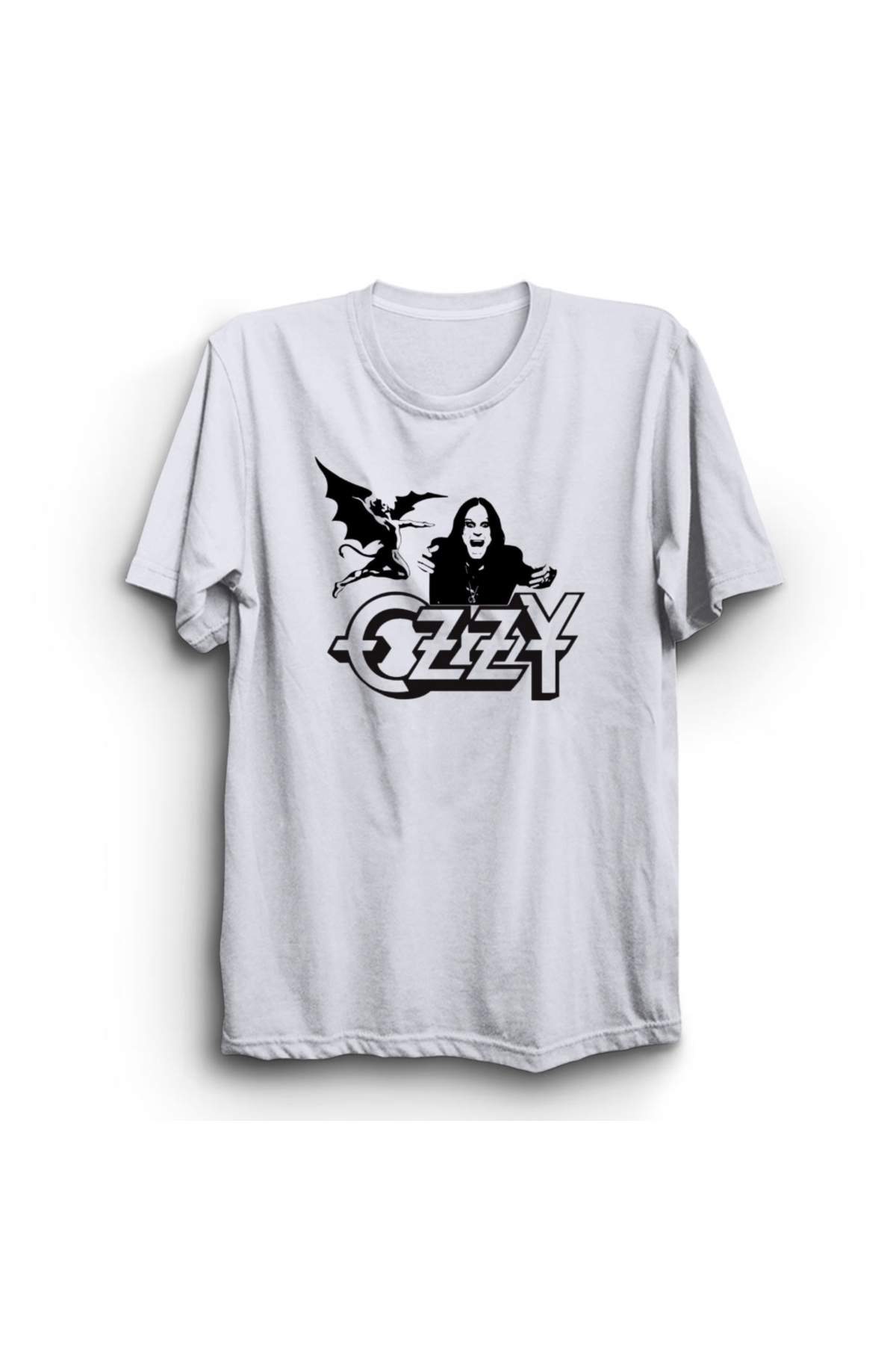 Ozzy Osbourne Tシャツ ホワイト The Fame Ozzy Osbourne, with Black Sabbath Logo, Rock Metal Music