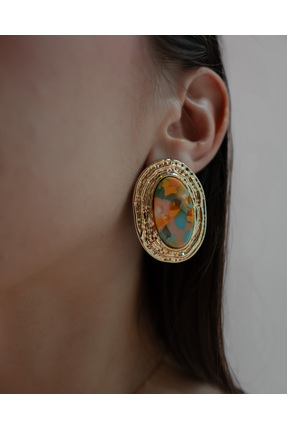 Love Good Oval Mozaik Taşlı Küpe