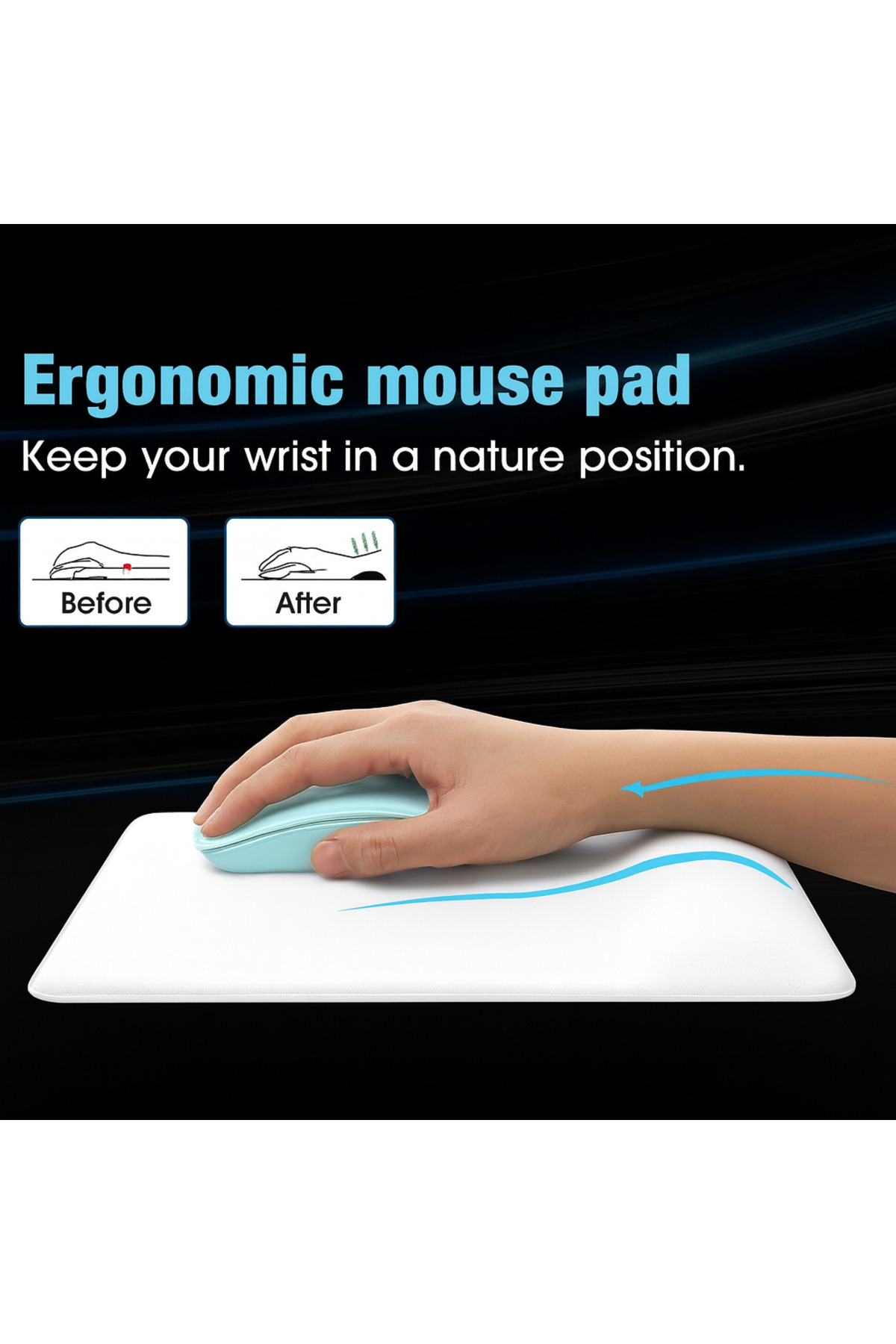 Boldy-Mousepad with Wrist Support - Anti-Slip Mouse Pad - Mouse Pad - Rectangular Mouse Pad - Mouse Pad 3