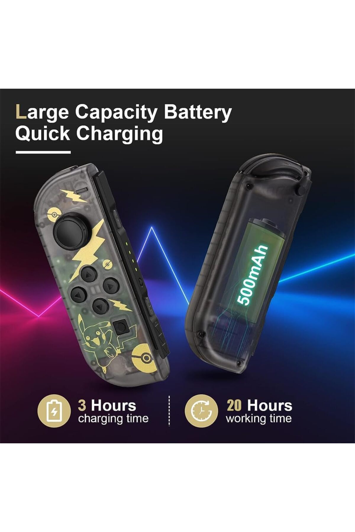 erorex-وحدة تحكم Joy Con متوافقة مع لوحة تحكم لاسلكية بديلة لوحدة تحكم Joycon يسار يمين 3
