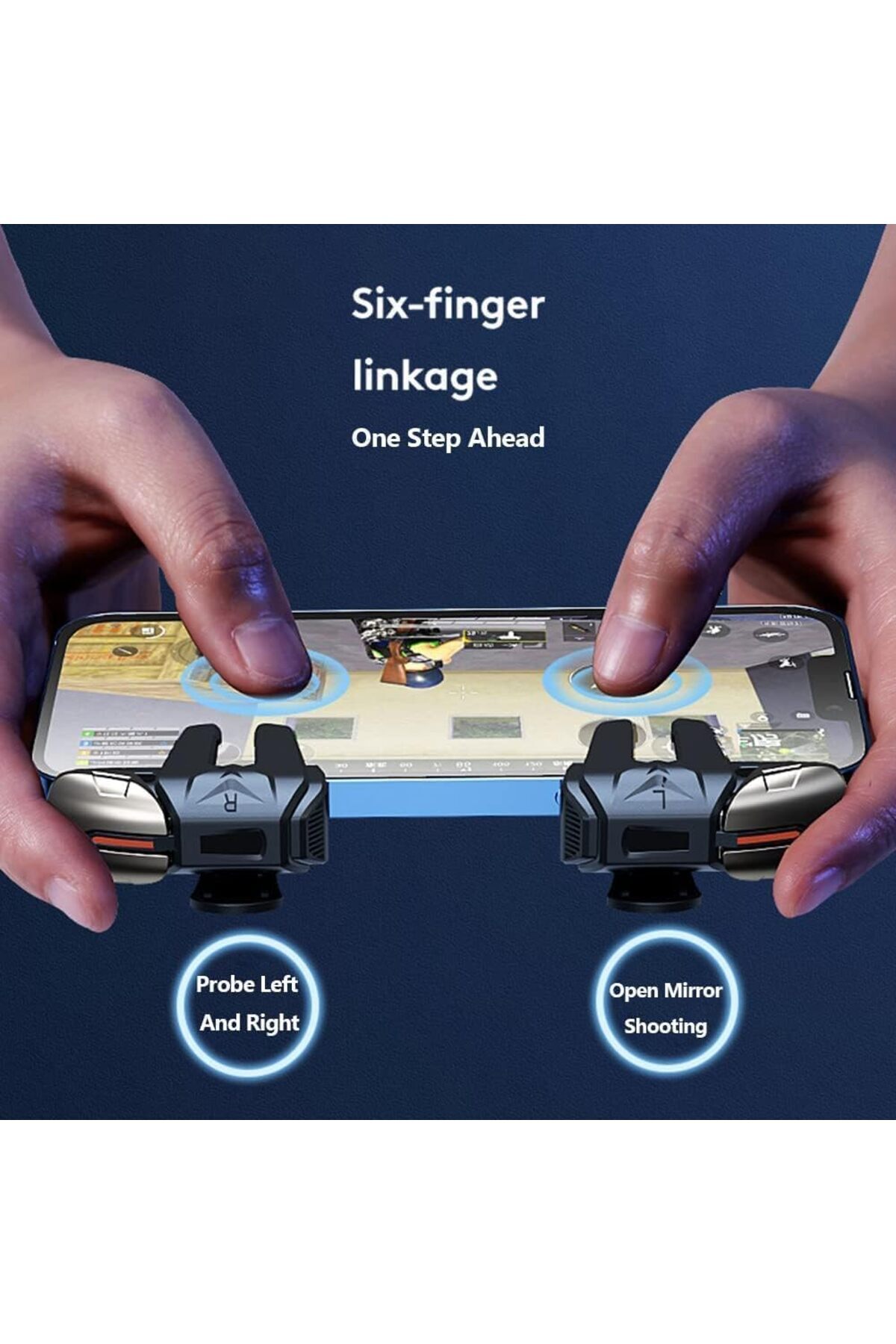 erorex-وحدة تحكم ببجي موبايل 6 Trigger وحدة تحكم ألعاب الجوال Pubg 6 Trigger Mobile Triggers 6 Fingers 4