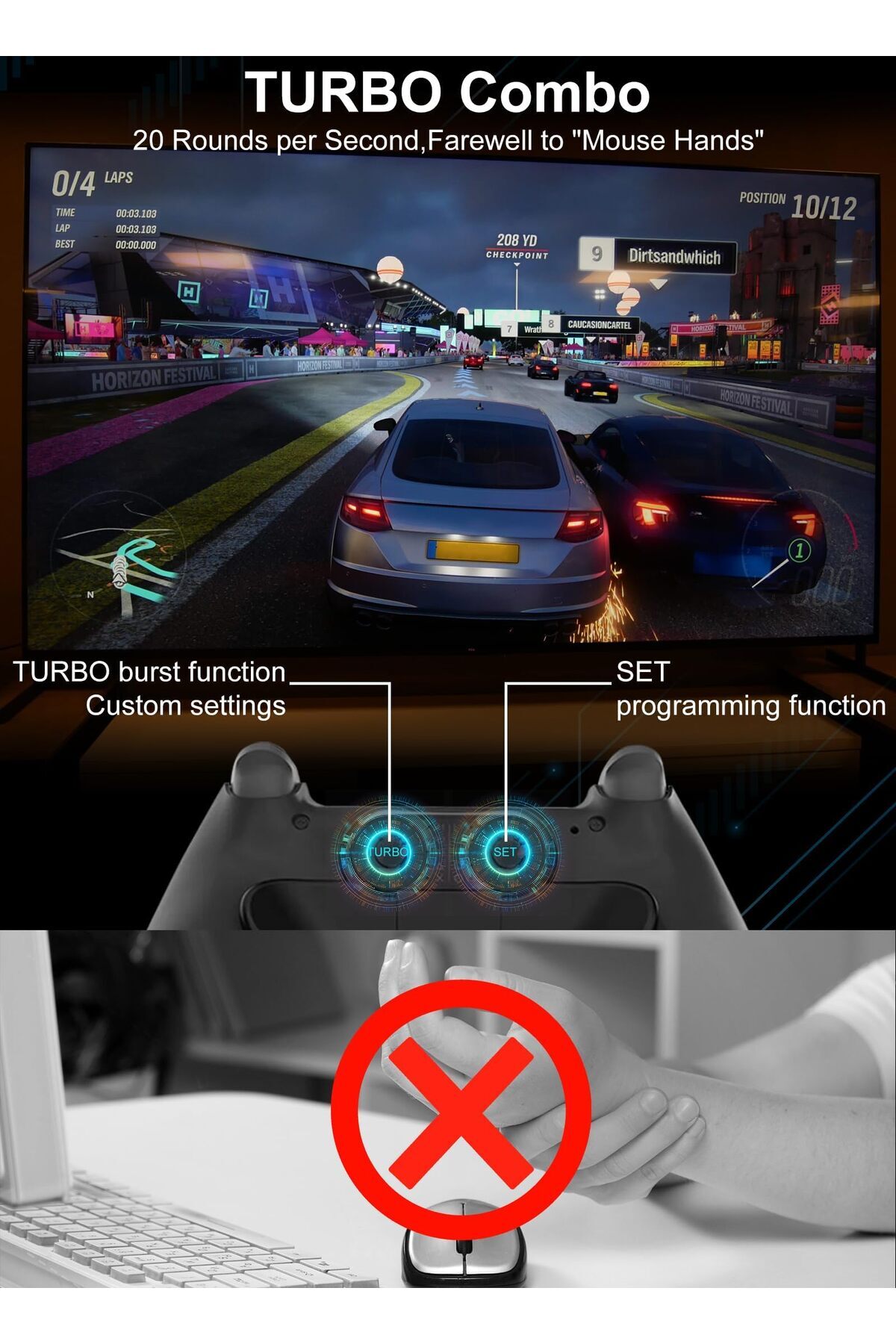 erorex-ملحقات وحدة تحكم PS4 المزودة بزر خلفي مكون من 10 مفاتيح، ملحقات وحدة تحكم PS4 تدعم التوصيل والتشغيل بتقنية Turbo 4