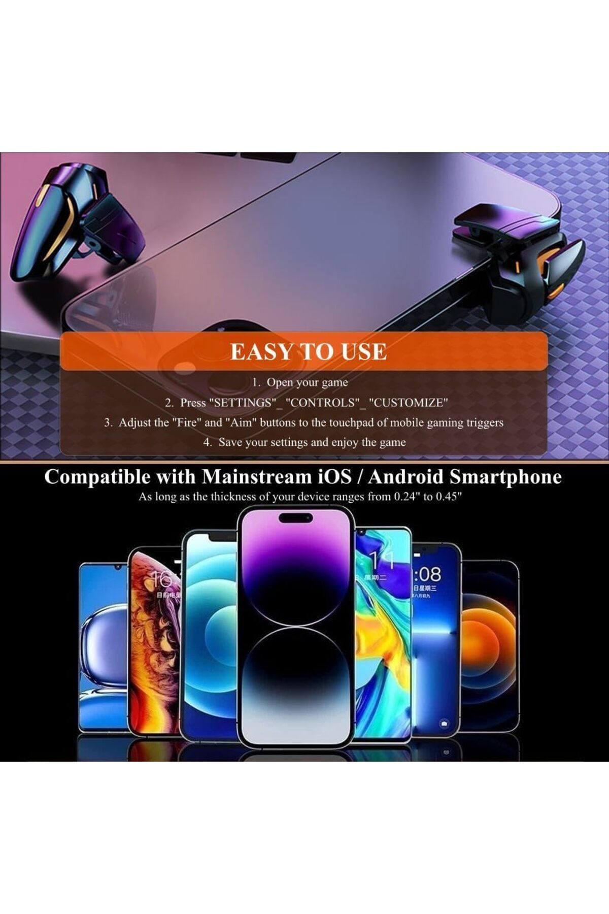 erorex-مشغلات الألعاب المحمولة - وحدة تحكم Pro Touch، أزرار إطلاق النار السريعة، عصا تحكم فائقة الحساسية 3