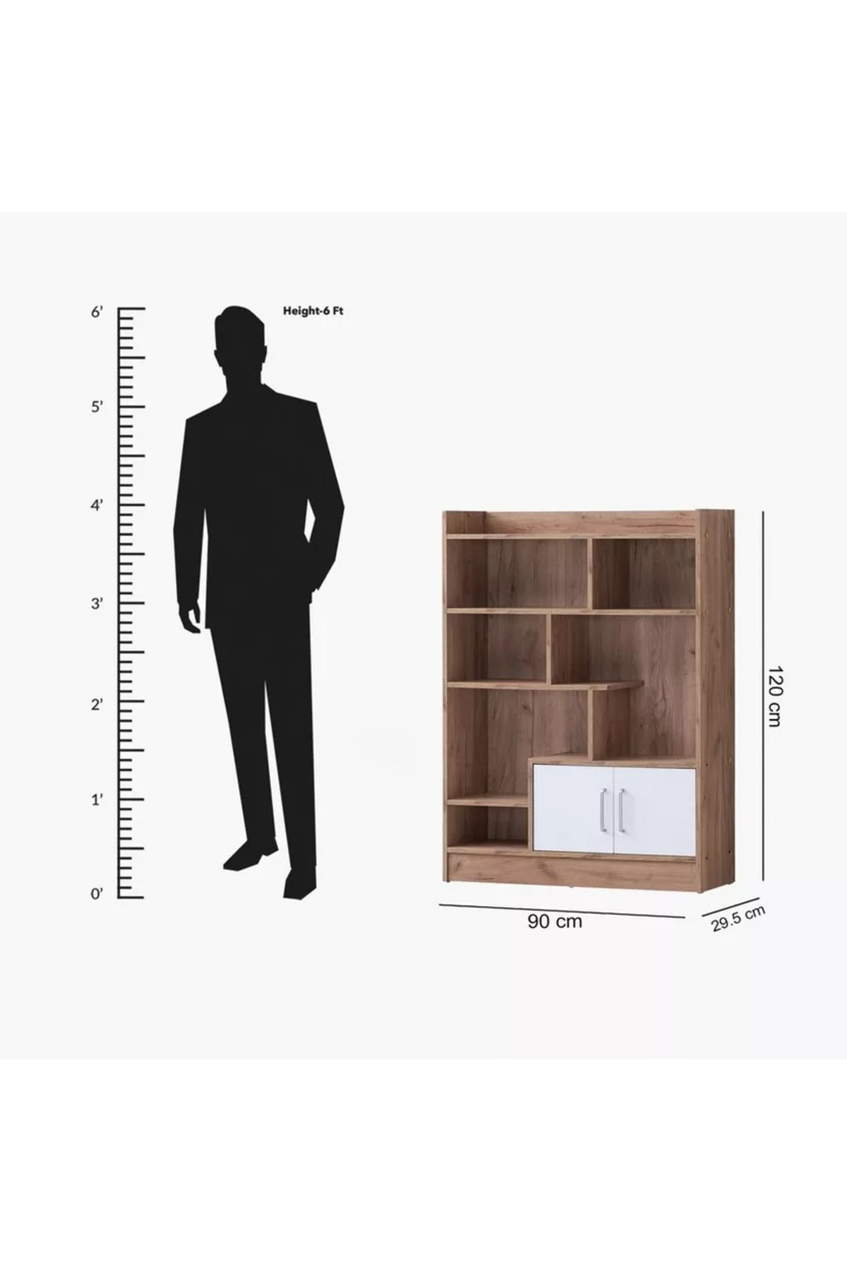Home Box-Alford Elora 2-Door Book Case with Shelf 6