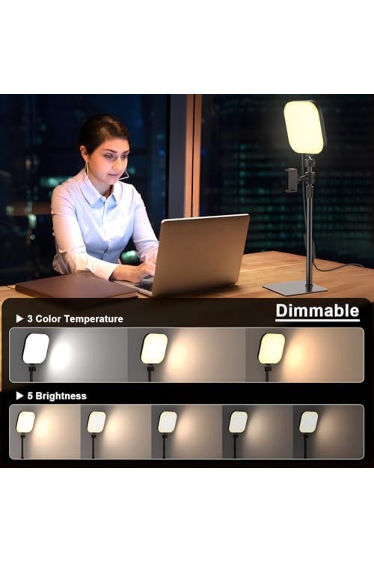 Generic-Mojimdo 360 LED Video Light with 3 Color & 5 Brightness & Timer 4