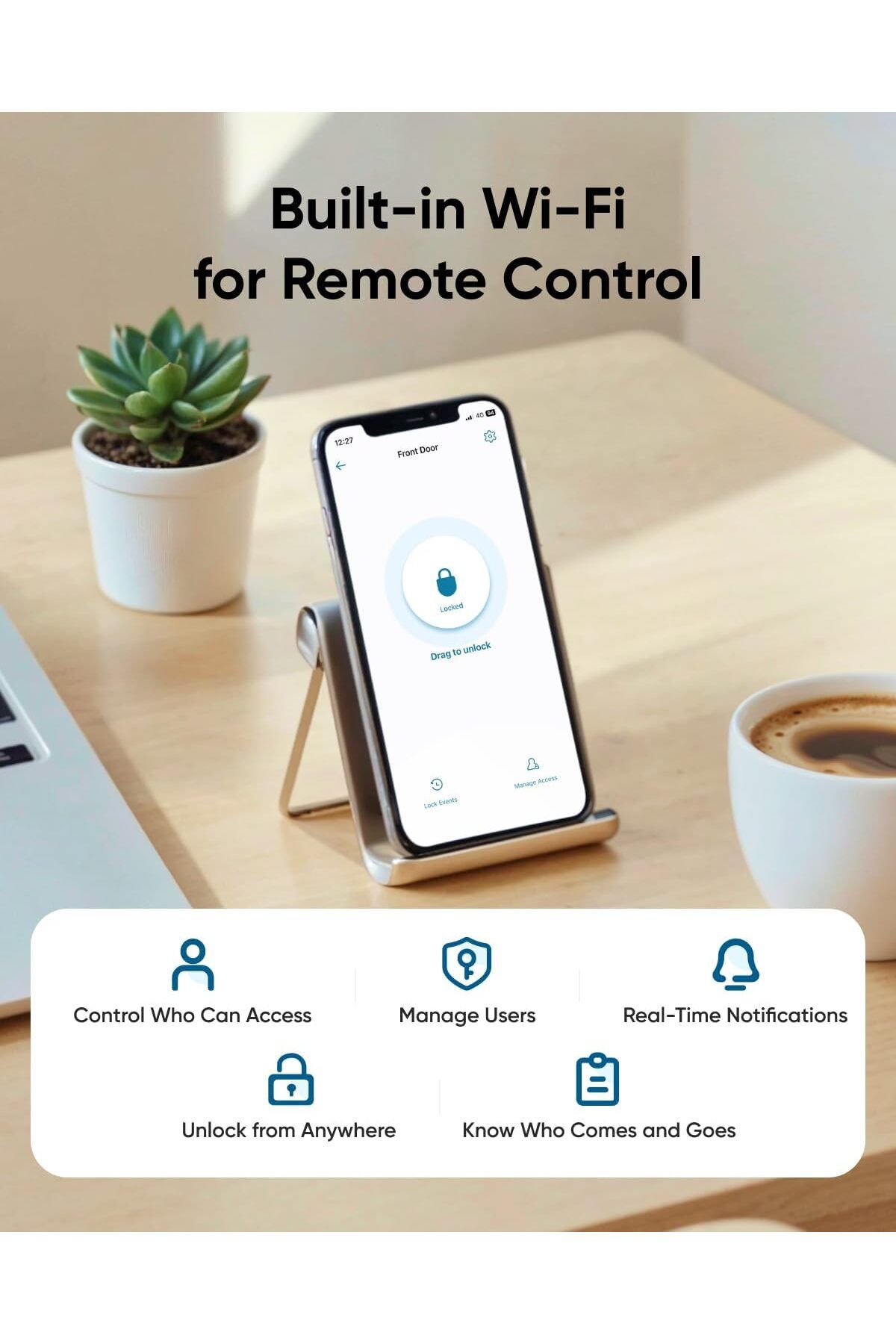 Eufy Security-eufy Smart Lever Lock C33, Keyless Fingerprint Door Lock with Lever, Integrated Wi-Fi, Remote Contro 7
