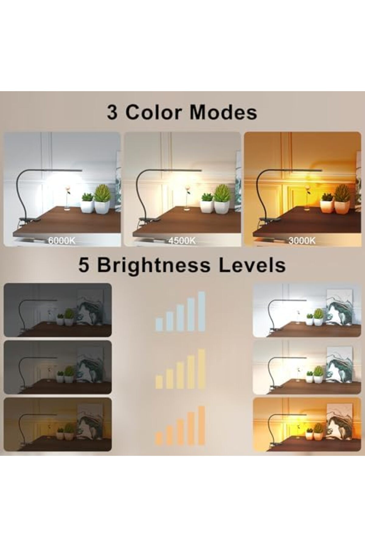 Generic-Desk Lamp with Remote, 3 Color & 5 Brightness & 77 LED Dimmable Reading Light, 40CM Flexible Goosene 4