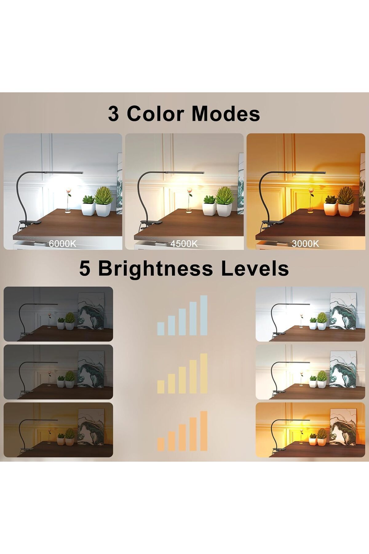 Generic-Desk Lamp with Remote, 3 Color & 5 Brightness & 77 LED Dimmable Reading Light, 40CM Flexible Goosene 3