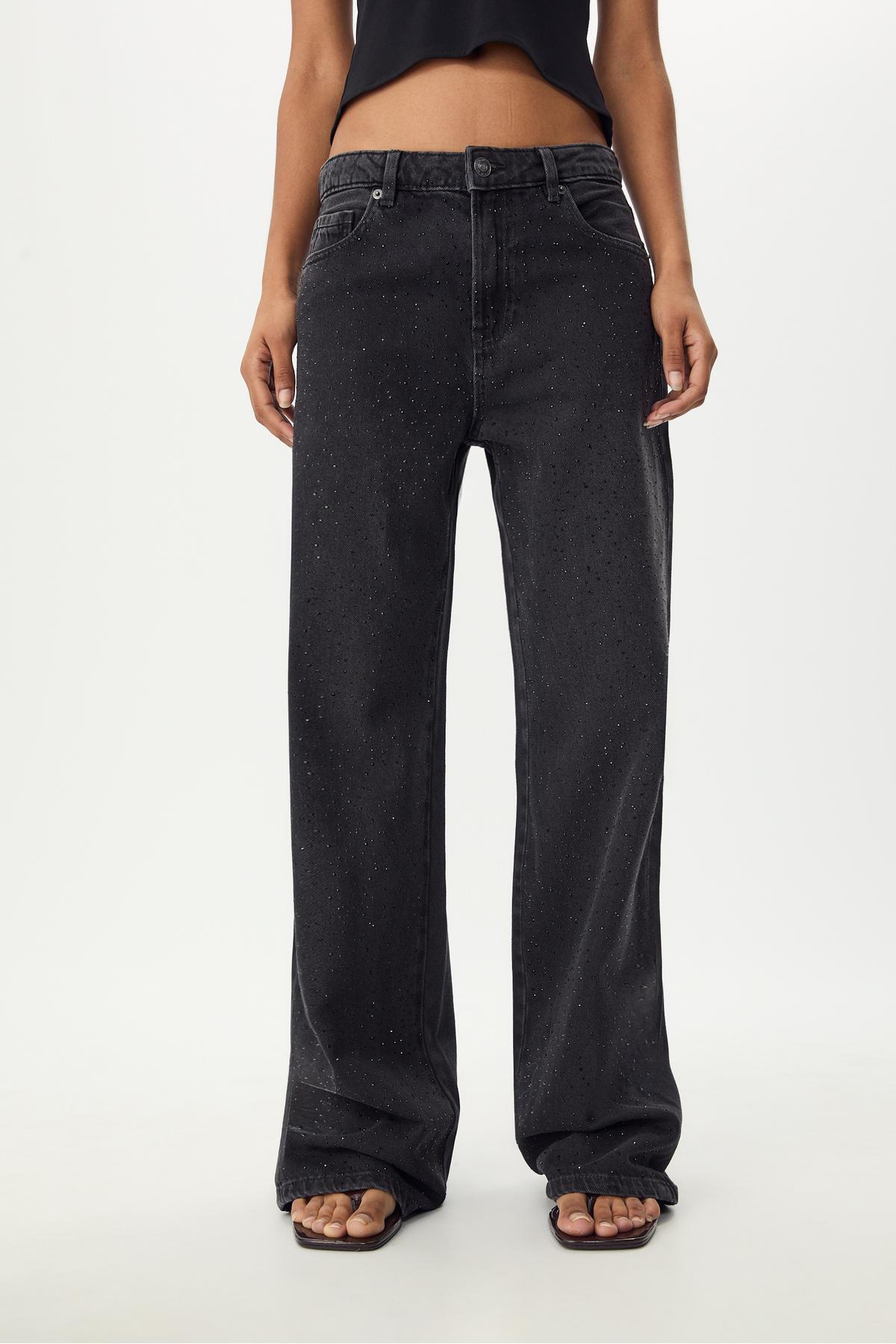 Stradivarius  Işıltılı Straight Fit Jeans - Görsel 3