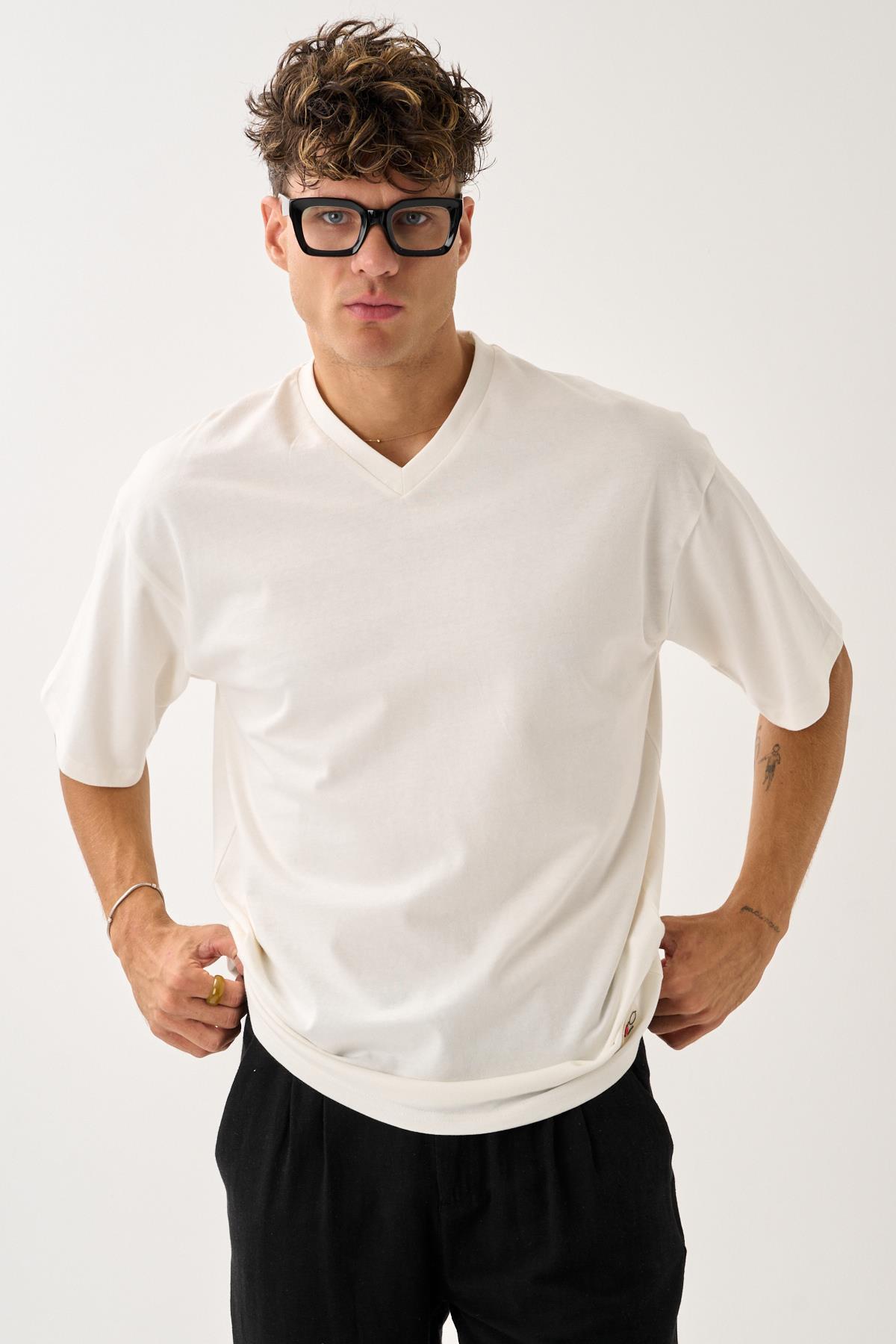 ALEXANDERGARDI V Yaka Oversize T-shirt görsel 3
