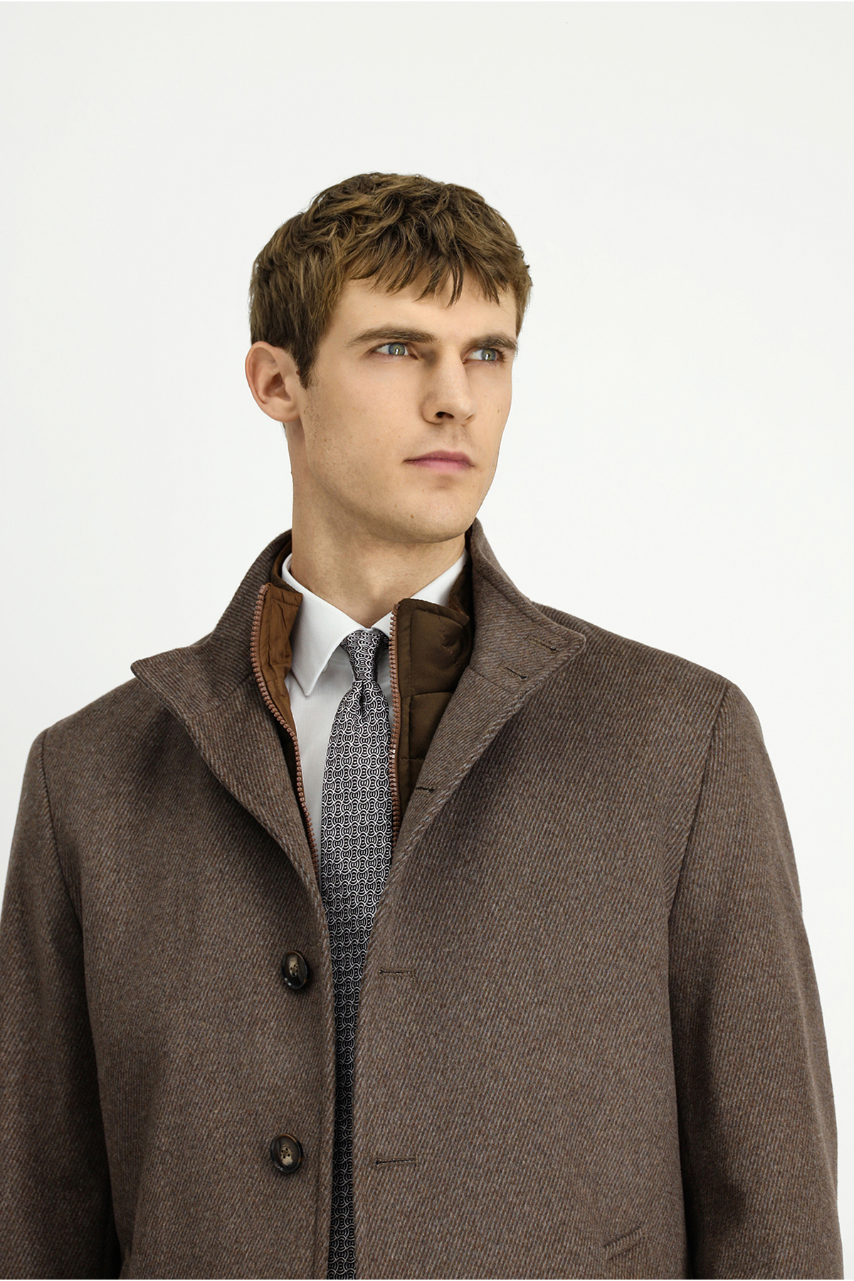 Kiğılı  Dik Yaka Çıkma Mostra Cepli Yünlü Klasik Kaban - Görsel 3