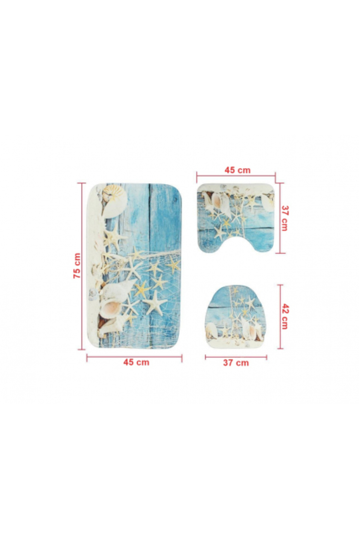 FizioTab-Set of 3 FizioTab Bath Mats, Anti-Slip, Shell Pattern 1 4