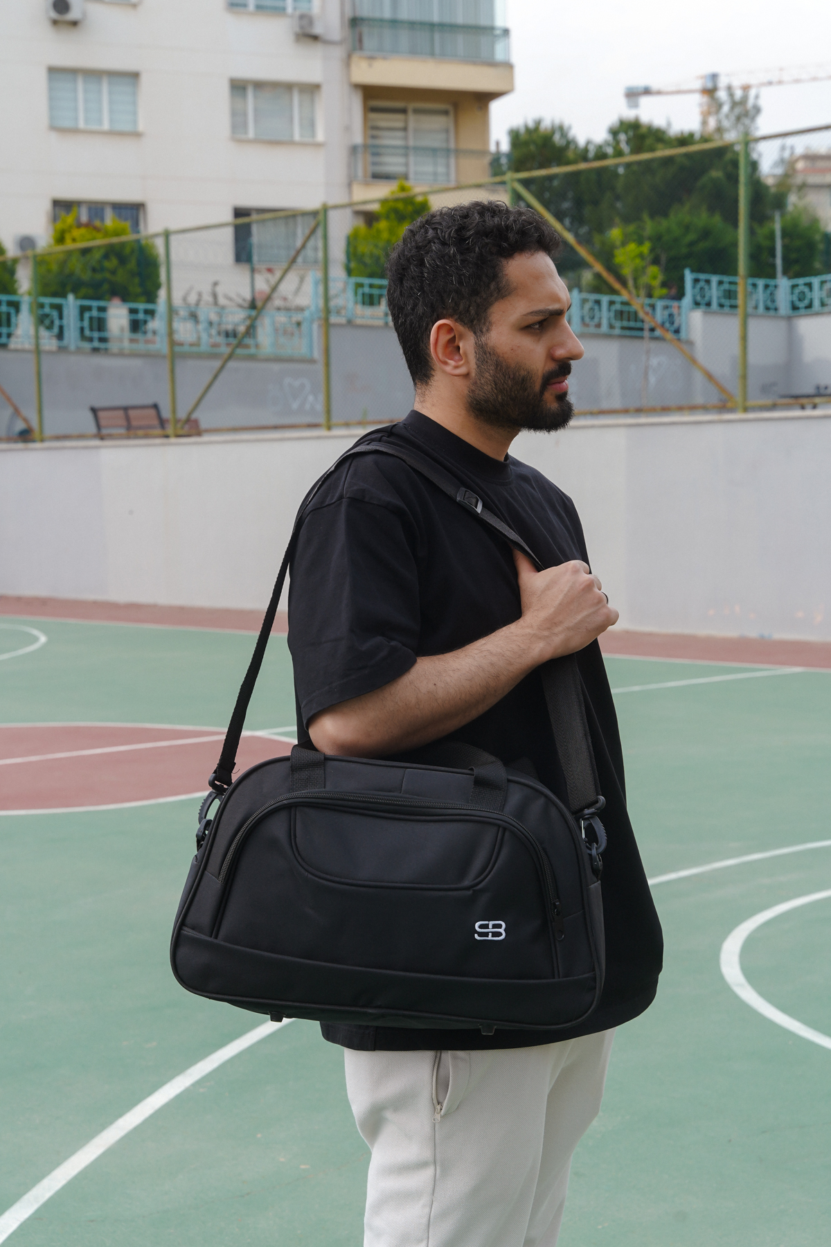 Solo Bag Siyah Su Geçirmez Alt Korumalı Pedli Spor Fitness Koşu ve Seyahat Çantası 40 cm görsel 8