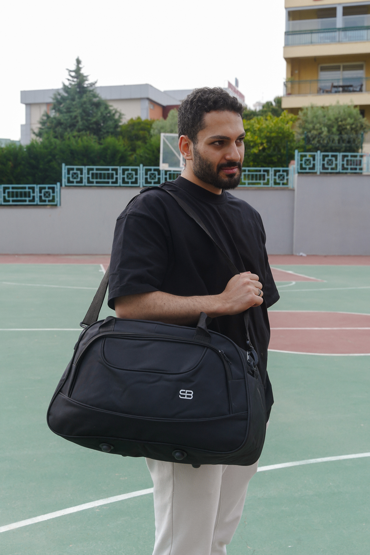 Solo Bag Siyah Su Geçirmez Alt Korumalı Pedli Spor Fitness Koşu ve Seyahat Çantası 40 cm görsel 5