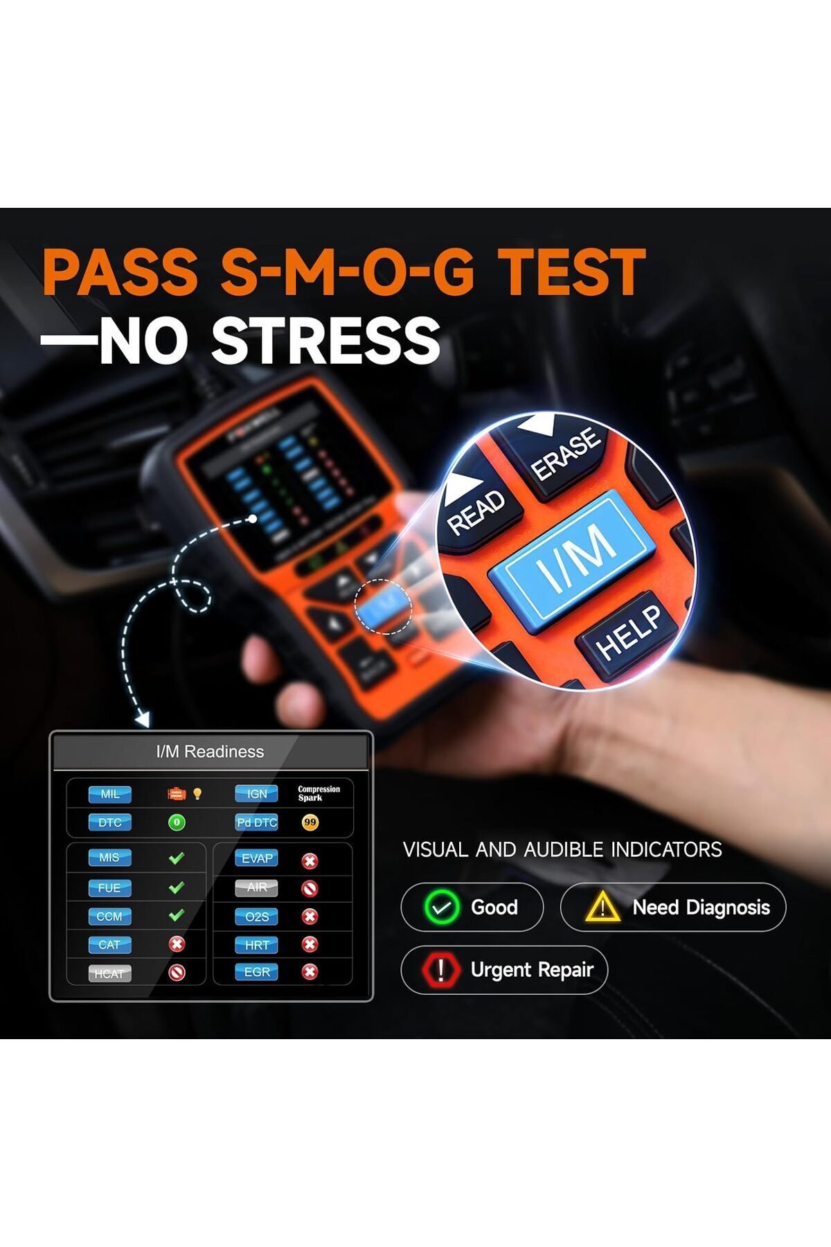 Foxwell-NT301 Plus 2 in 1 OBD2 Scanner Battery Tester, OBDII Diagnostic Tool Check Engine Car Code R 7